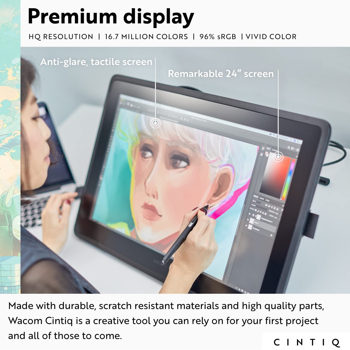 Wacom Cintiq 16 Drawing Tablet with Screen, 15.4" Full HD LCD Display Graphic Arts Tablet Includes Pro Pen 2 w/ Tilt Response, Graphic Design Animation Tablet for Mac, PC