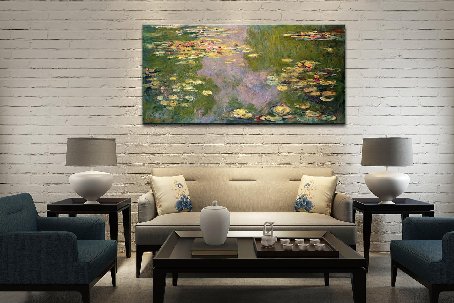 dgbtcart Large Water Lilies by Claude Monet Canvas Wall Art Classic Artwork Painting Print for Living Room Bedroom Office Wall Decor-24 x36