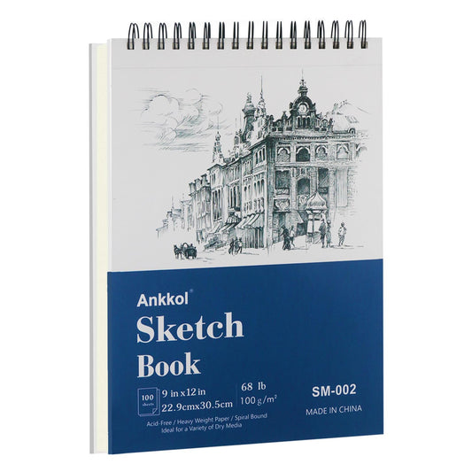 9" x 12" Sketch Book, Hardcover Sketchbook, Top Spiral Bound Sketch Pad, 100 Sheets (68lb/100gsm) Drawing Paper Pad, Art Supplies for Adults for Kids Drawing Notebook.