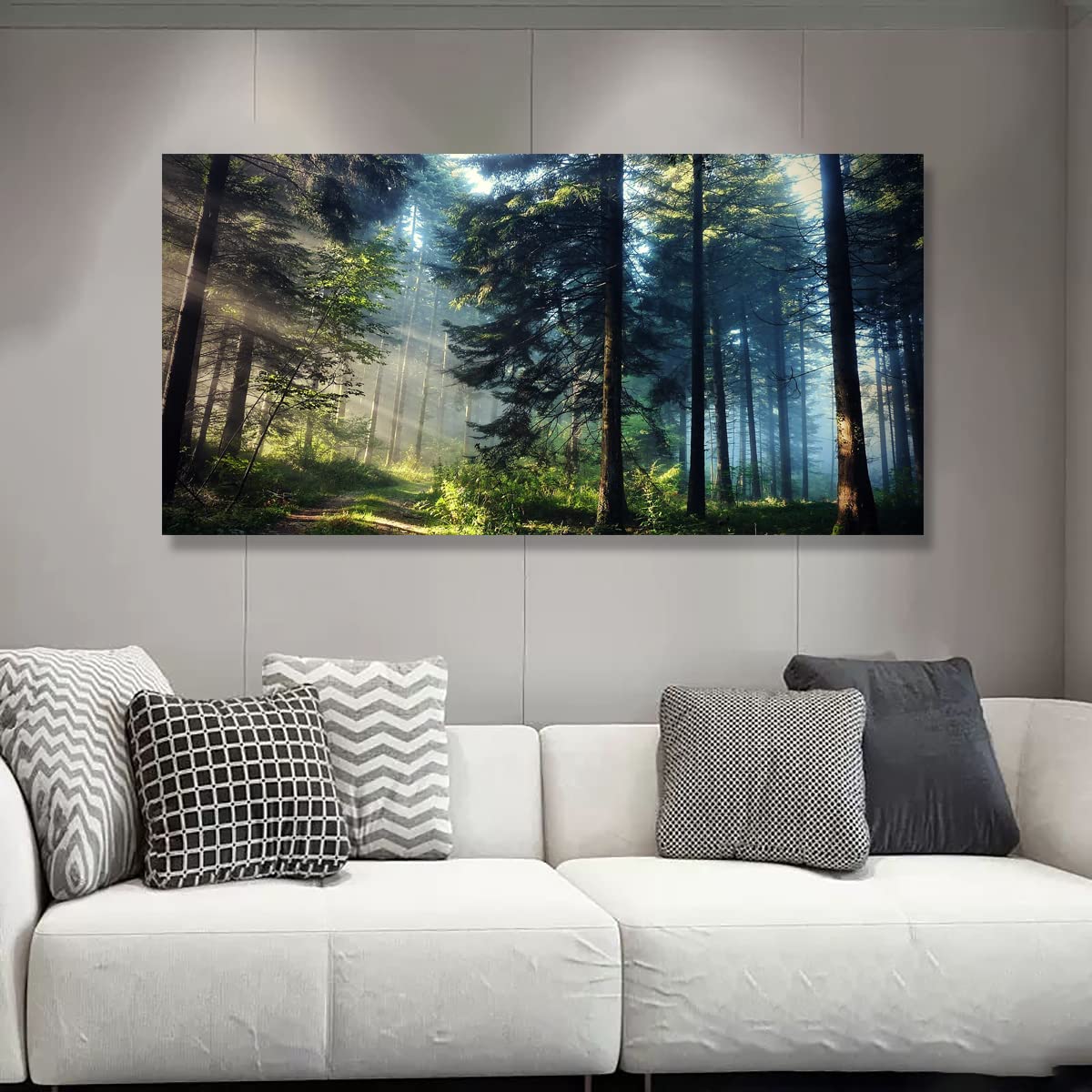 Tree of Life Wall Art Canvas Prints Natural Landscape Pictures Home Decor Green Forest Paintings for Living Room Bathroom Bedroom Kitchen Office Decorations 20x40 Wooden Framed Artwork Easy Hanging