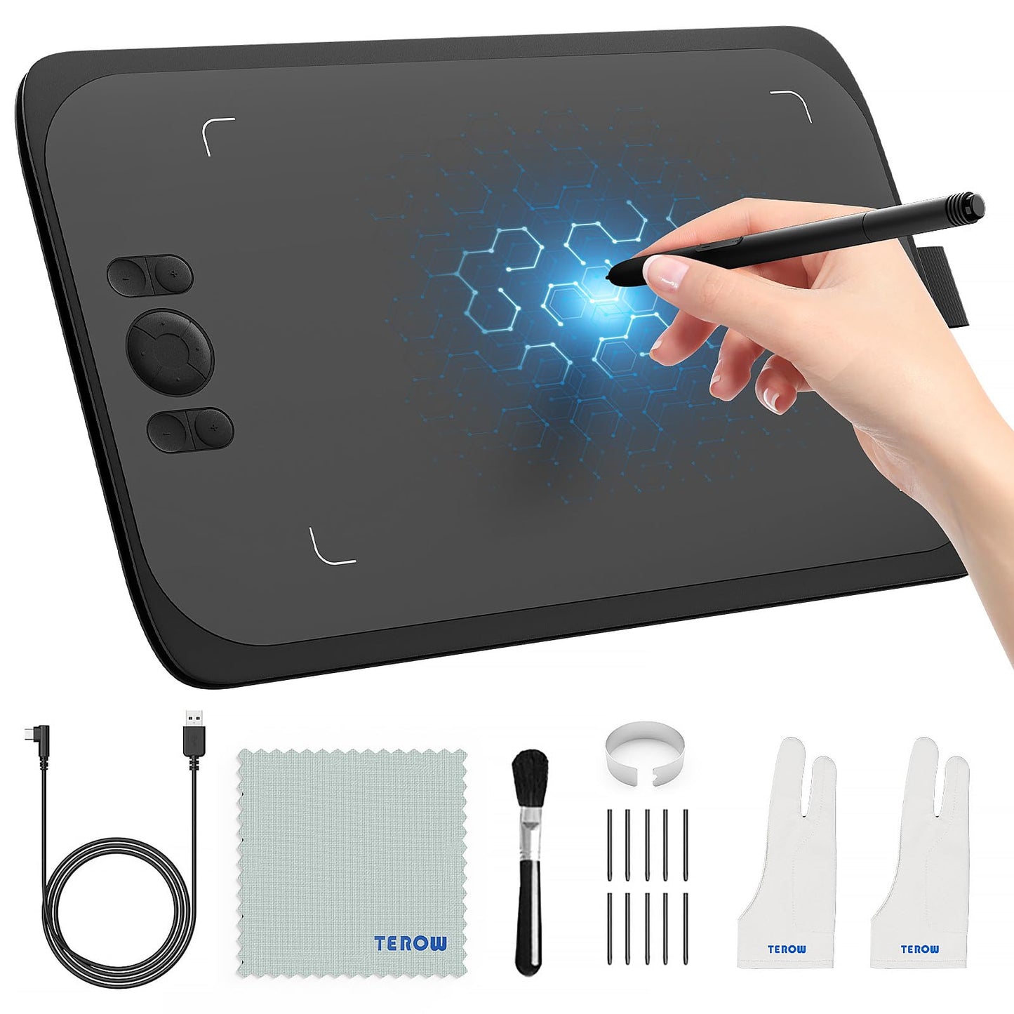 Graphics Drawing Tablet, UGEE M708 10 x 6 inch Large Drawing Tablet with 8 Hot Keys 8192 Levels Pen, Graphic Tablets for Computer Digital Art Creation Sketch for Windows Chrome OS Mac OS and Linux