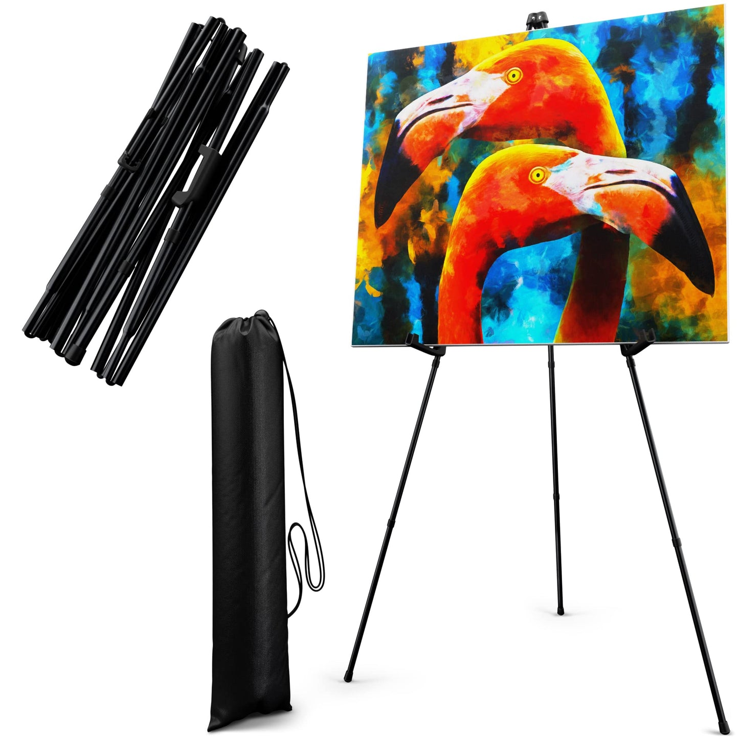 Portable Artist Easel Stand for Painting - Adjustable Height Painting Easel with Bag - Tabletop Art Easel for Painting Canvas Stand, Poster Stand & Wedding Signs Stand - Metal Tripod- 66 inches 2 Pack