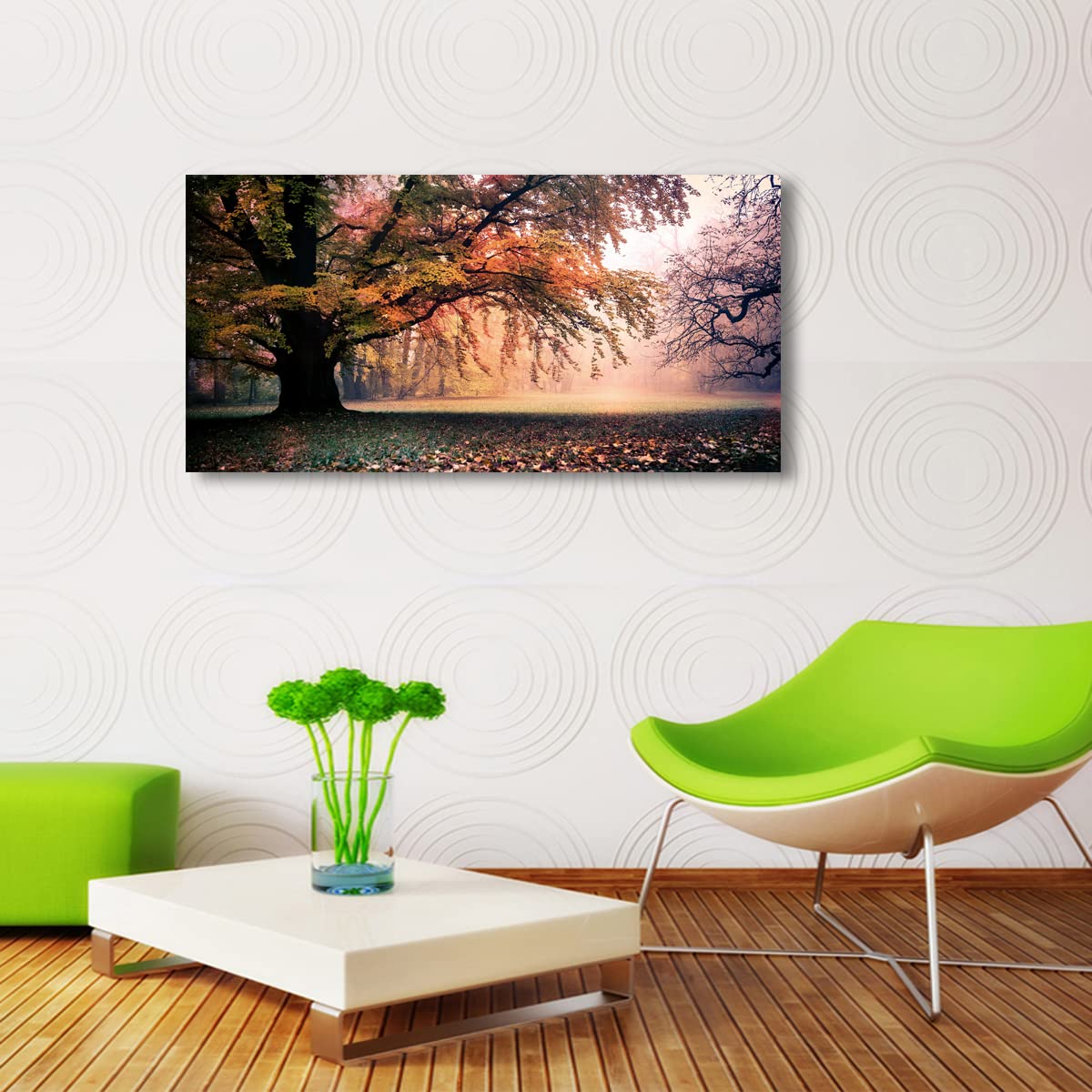 Tree of Life Wall Art Canvas Prints Natural Landscape Pictures Home Decor Colorful Forest Paintings for Living Room Bathroom Bedroom Kitchen Decorations 20x40 Wooden Framed Artwork Easy Hanging