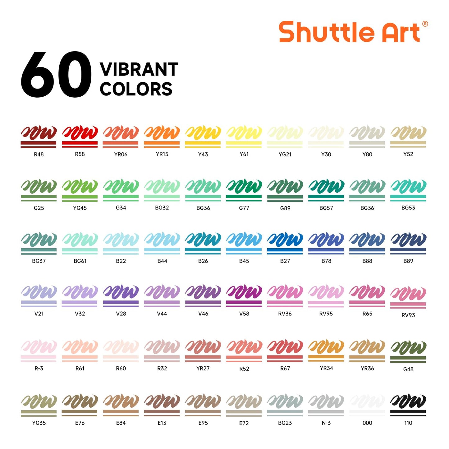 Shuttle Art Automatic Ink Control Acrylic Paint Markers, 60 Colors Brush Tip Acrylic Paint Pens for Rock Painting, Ceramic, Wood, Canvas, Glass, Stone, Fabric, Card Making, DIY & Art Supplies