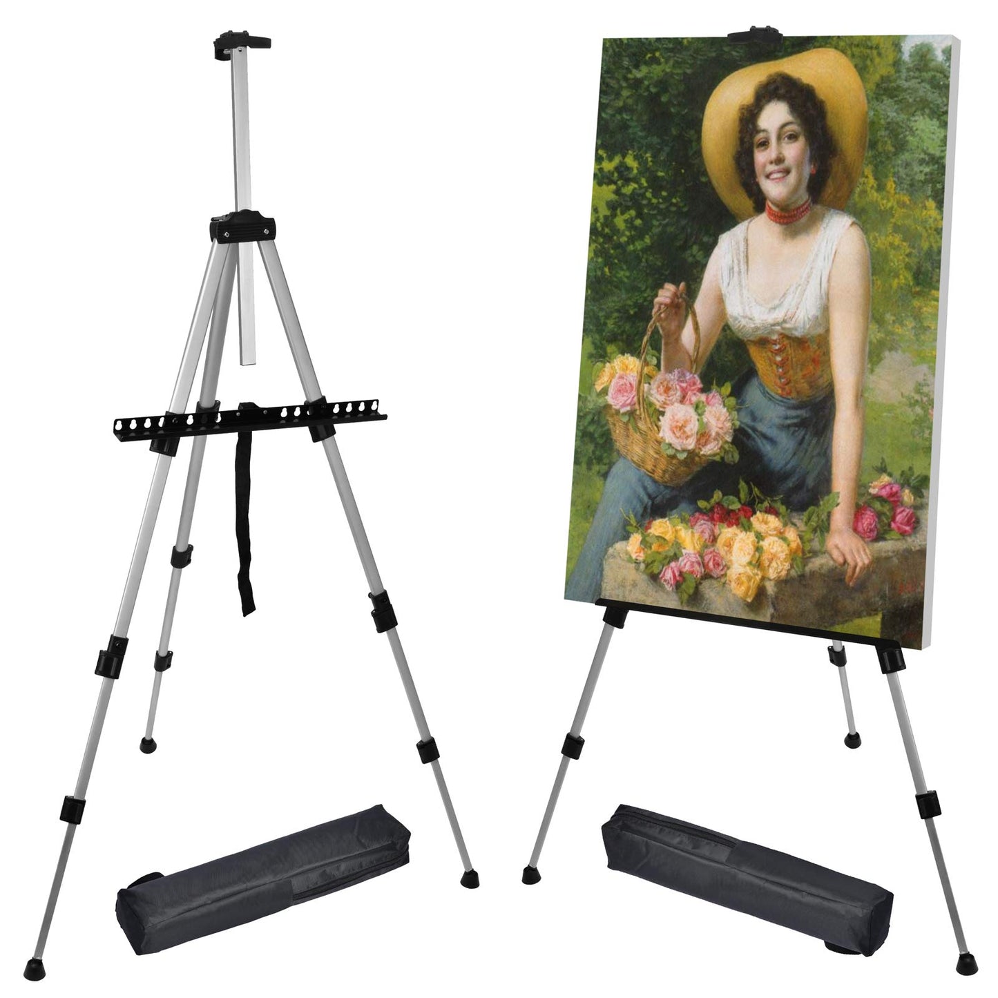 Portable Artist Easel Stand for Painting - Adjustable Height Painting Easel with Bag - Tabletop Art Easel for Painting Canvas Stand, Poster Stand & Wedding Signs Stand - Metal Tripod- 66 inches 2 Pack