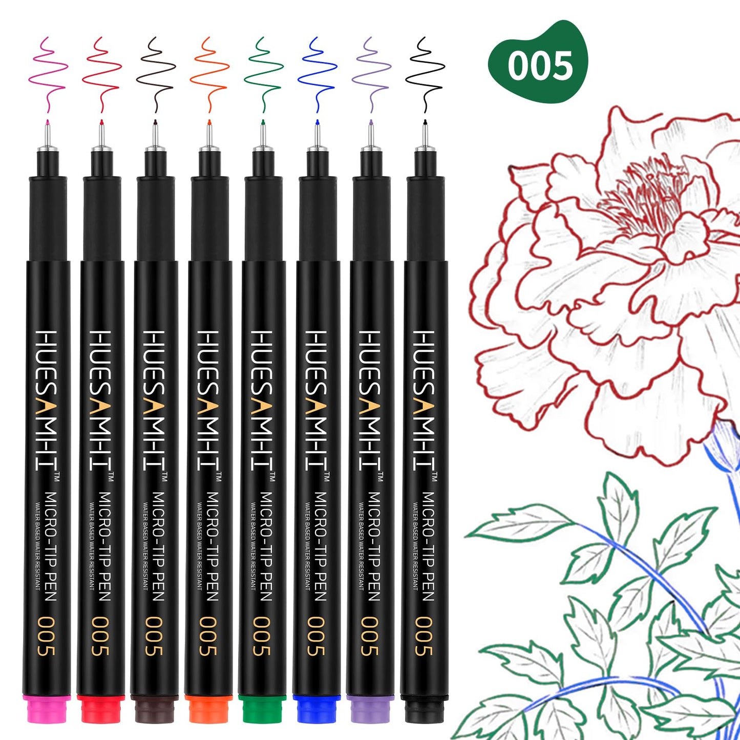 005 Micro Pen 23 Colors and 3 Black 0.20mm Fine Tip Waterproof Ink FineLiner Pens for Art Illustration Sketching, Anime Bullet Journal and Technical Drawing