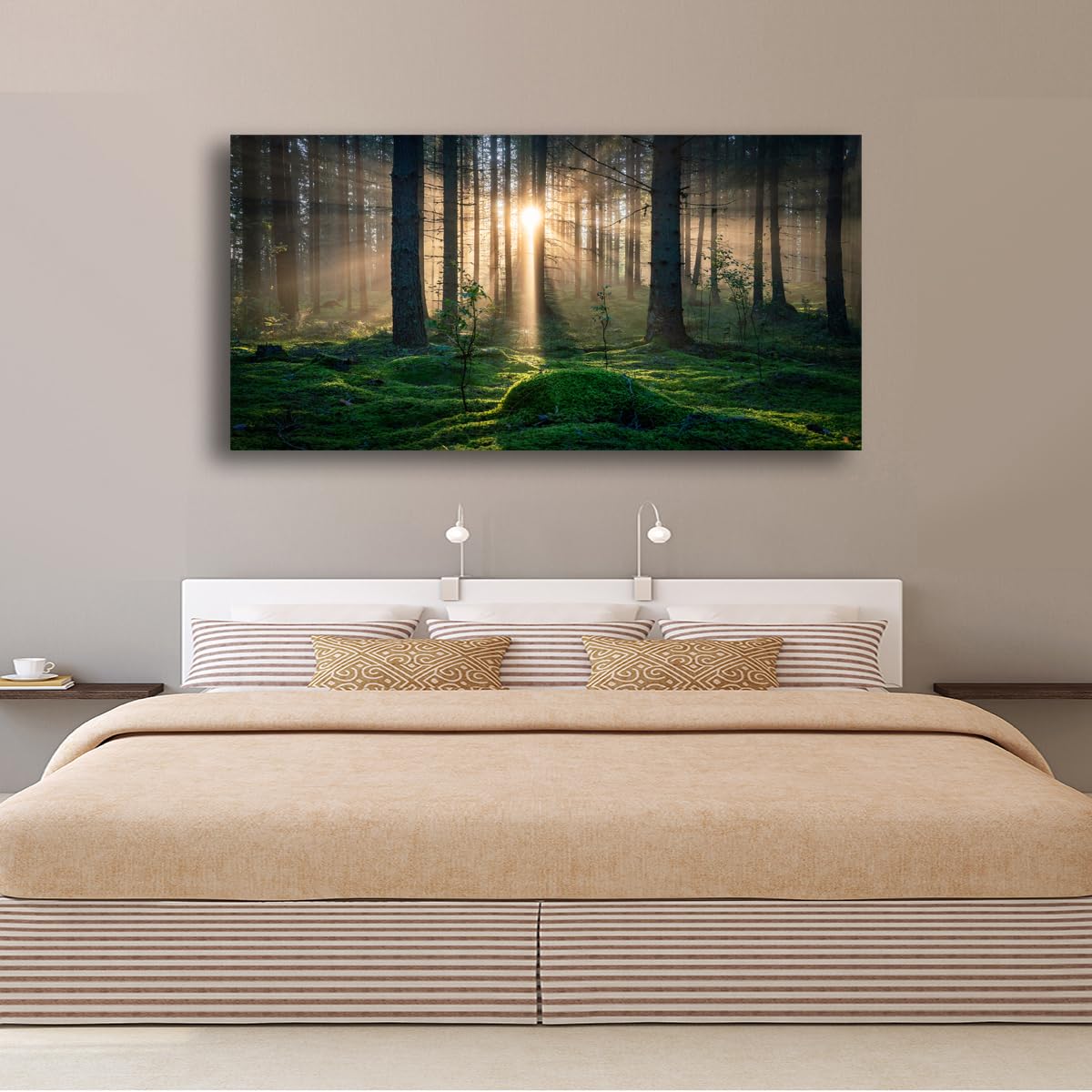 Tree of Life Wall Art Canvas Prints Natural Landscape Pictures Home Decor Green Forest Paintings for Living Room Bathroom Bedroom Kitchen Office Decorations 20x40 Wooden Framed Artwork Easy Hanging