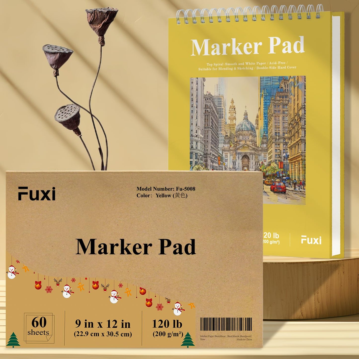 Fuxi 9" x 12" Sketch Book, Top Spiral Bound Sketch Pad, 1 Pack 100-Sheets (68lb/100gsm), Acid Free Art Sketchbook Artistic Drawing Painting Writing Paper for Kids Adults Beginners Artists