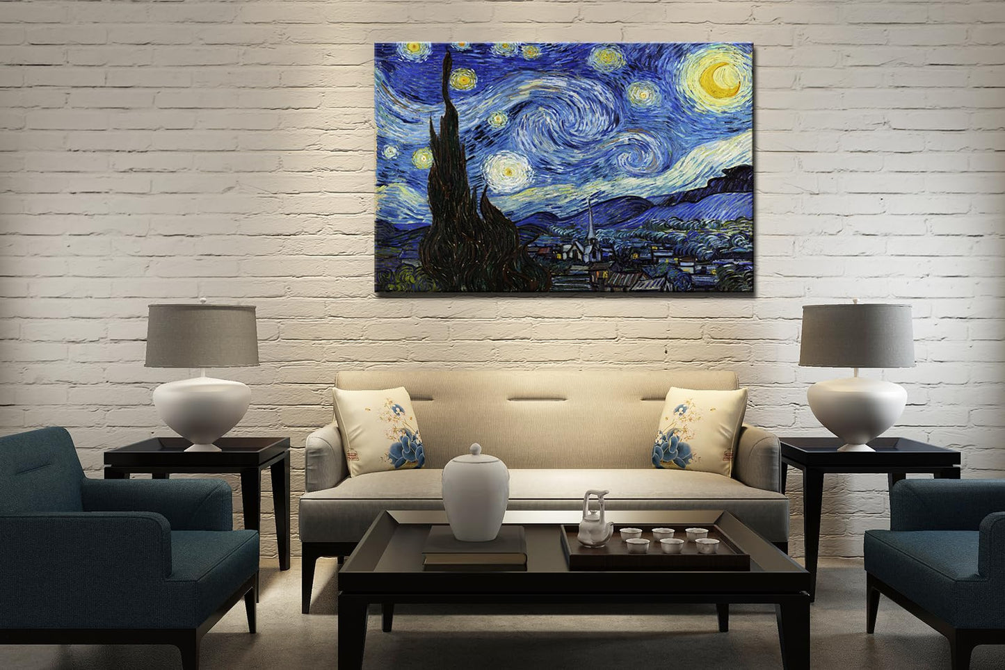 Vincent Van Gogh Canvas Wall Art Paintings, Famous Starry Night Picture Prints for Decor Classic Cafe Terrace At Night Artwork Reproduction Poster for Bedroom Living Room Office Decoration 12"x16"x3 Piece