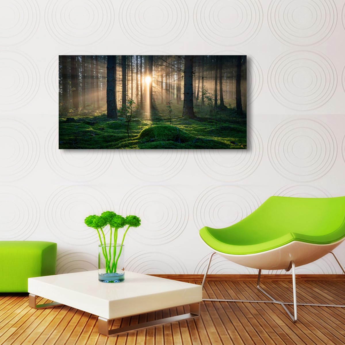 Tree of Life Wall Art Canvas Prints Natural Landscape Pictures Home Decor Green Forest Paintings for Living Room Bathroom Bedroom Kitchen Office Decorations 20x40 Wooden Framed Artwork Easy Hanging