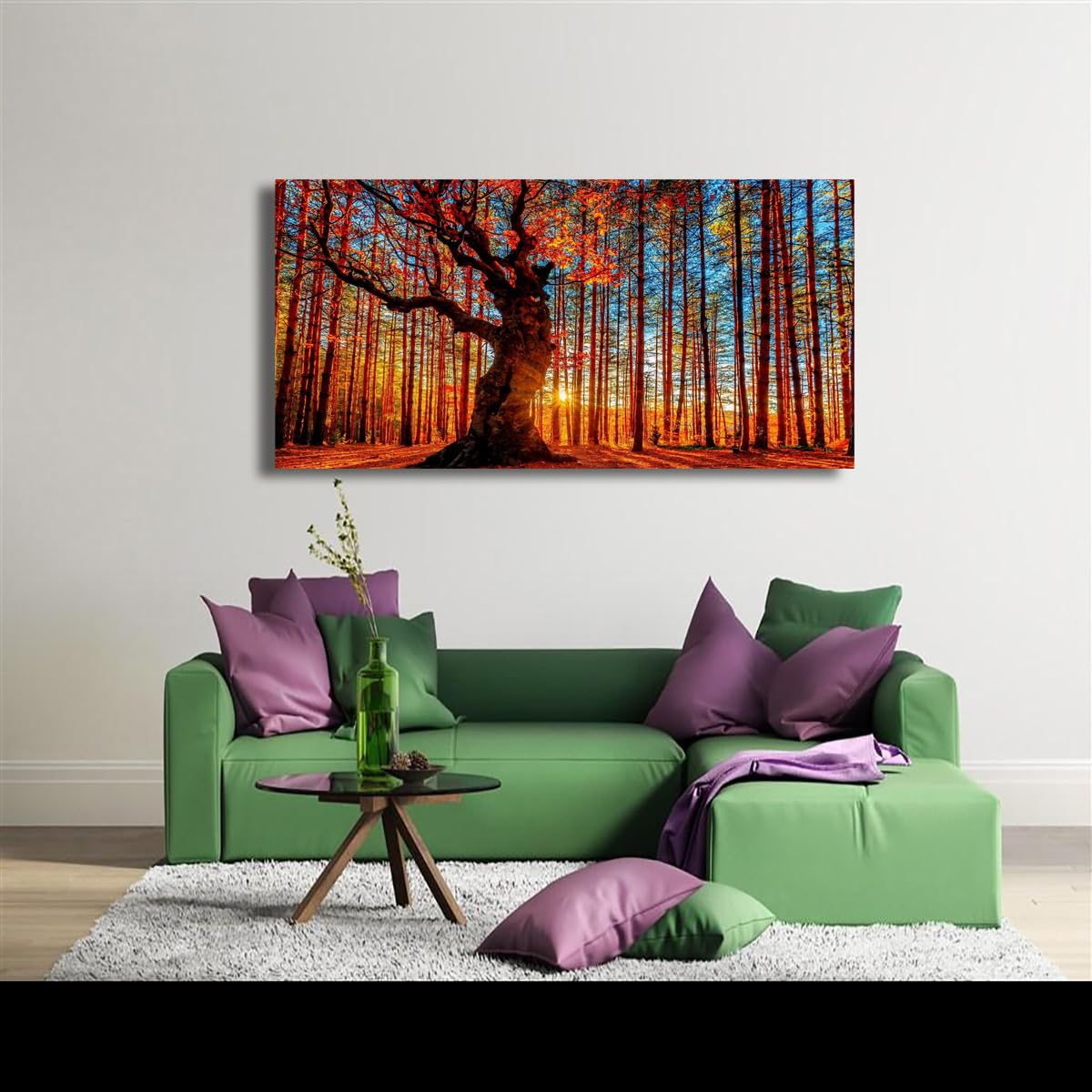 Tree of Life Wall Art Canvas Prints Natural Landscape Pictures Home Decor Colorful Forest Paintings for Living Room Bathroom Bedroom Kitchen Decorations 20x40 Wooden Framed Artwork Easy Hanging