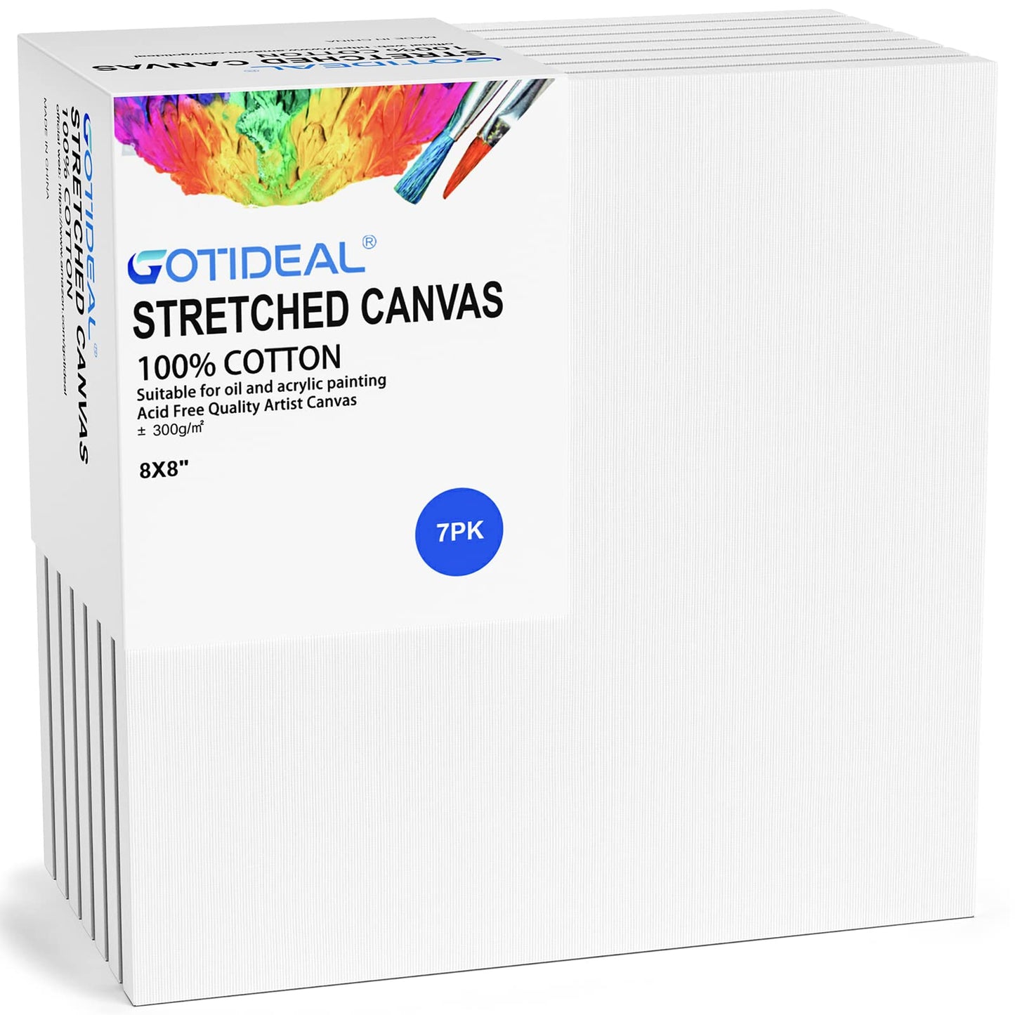 GOTIDEAL Stretched Canvas, Multi Pack 4x4, 5x7, 8x10,9x12, 11x14 Set of 10, Primed White - 100% Cotton Artist Canvas Boards for Painting, Acrylic Pouring, Oil Paint Dry & Wet Art Media