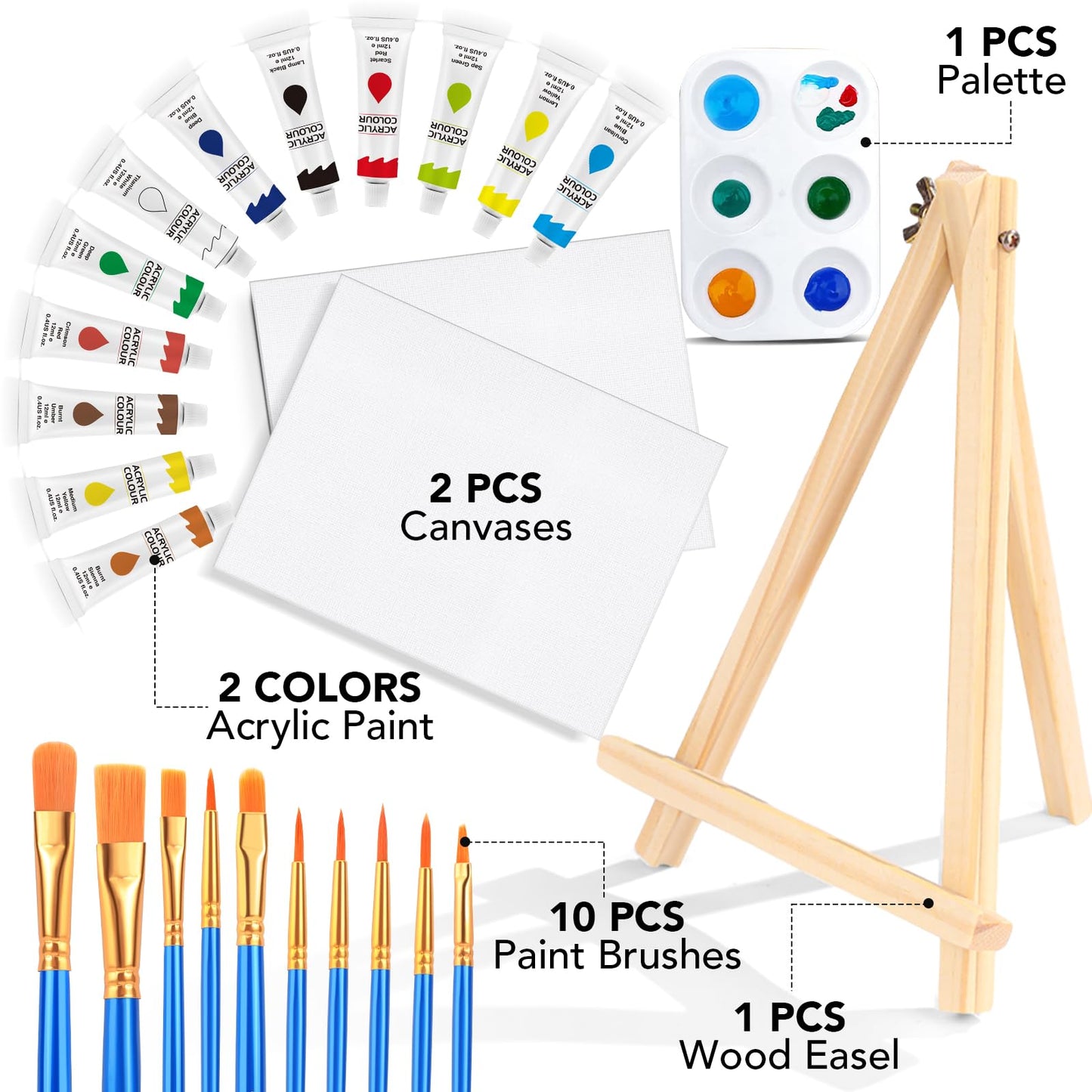 Acrylic Paint Set,74 PCS Professional Paint Supplies with Paint Brushes, Acrylic Paint,Table Easel, Canvases, Painting Pads, Palette, Paint Knives, Brush Cup and Art Sponge for Hobbyists and Beginners