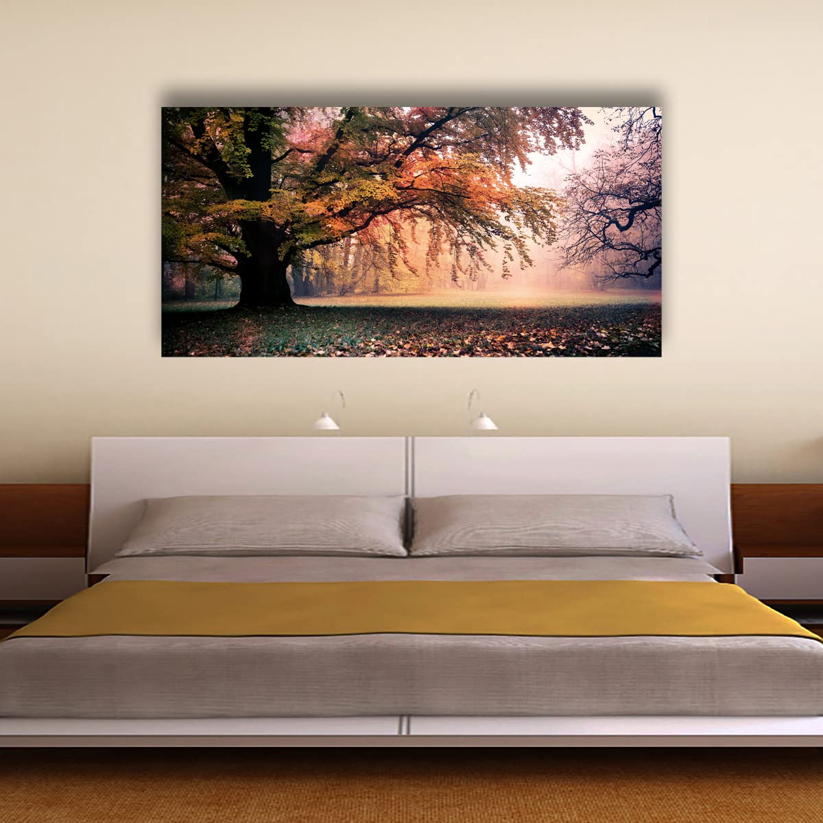 Tree of Life Wall Art Canvas Prints Natural Landscape Pictures Home Decor Colorful Forest Paintings for Living Room Bathroom Bedroom Kitchen Decorations 20x40 Wooden Framed Artwork Easy Hanging