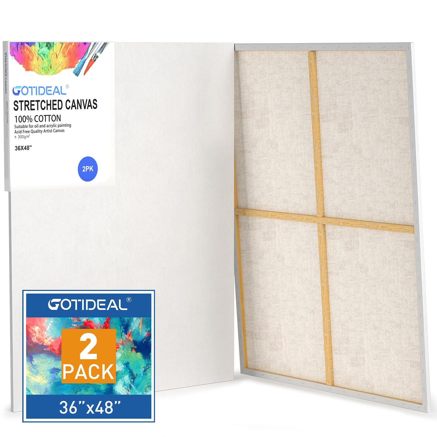 GOTIDEAL Stretched Canvas, Multi Pack 4x4, 5x7, 8x10,9x12, 11x14 Set of 10, Primed White - 100% Cotton Artist Canvas Boards for Painting, Acrylic Pouring, Oil Paint Dry & Wet Art Media