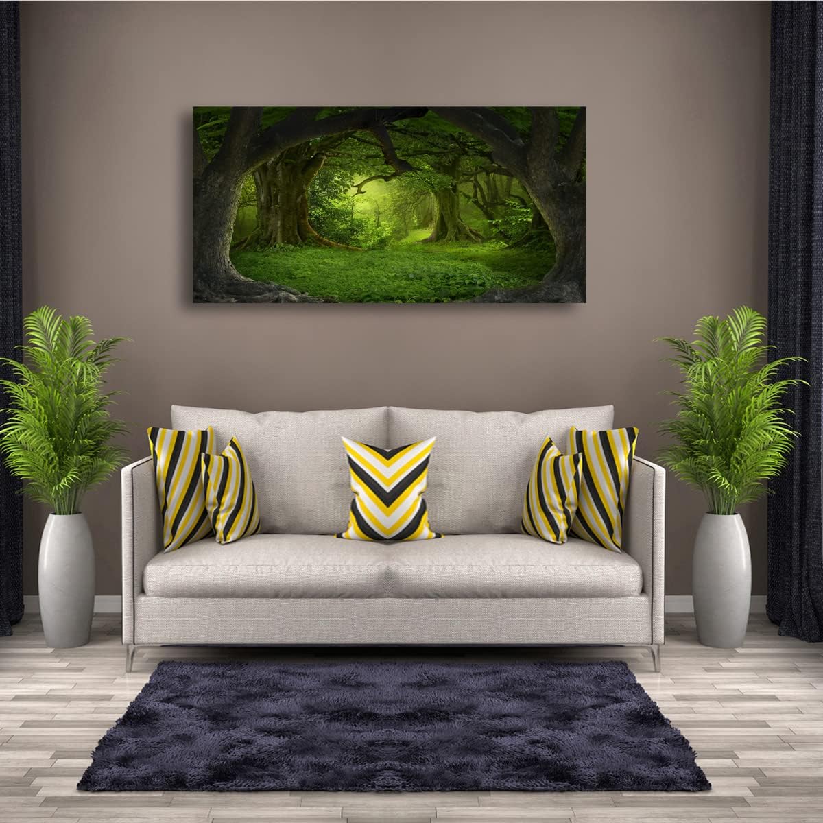 Tree of Life Wall Art Canvas Prints Natural Landscape Pictures Home Decor Green Forest Paintings for Living Room Bathroom Bedroom Kitchen Office Decorations 20x40 Wooden Framed Artwork Easy Hanging