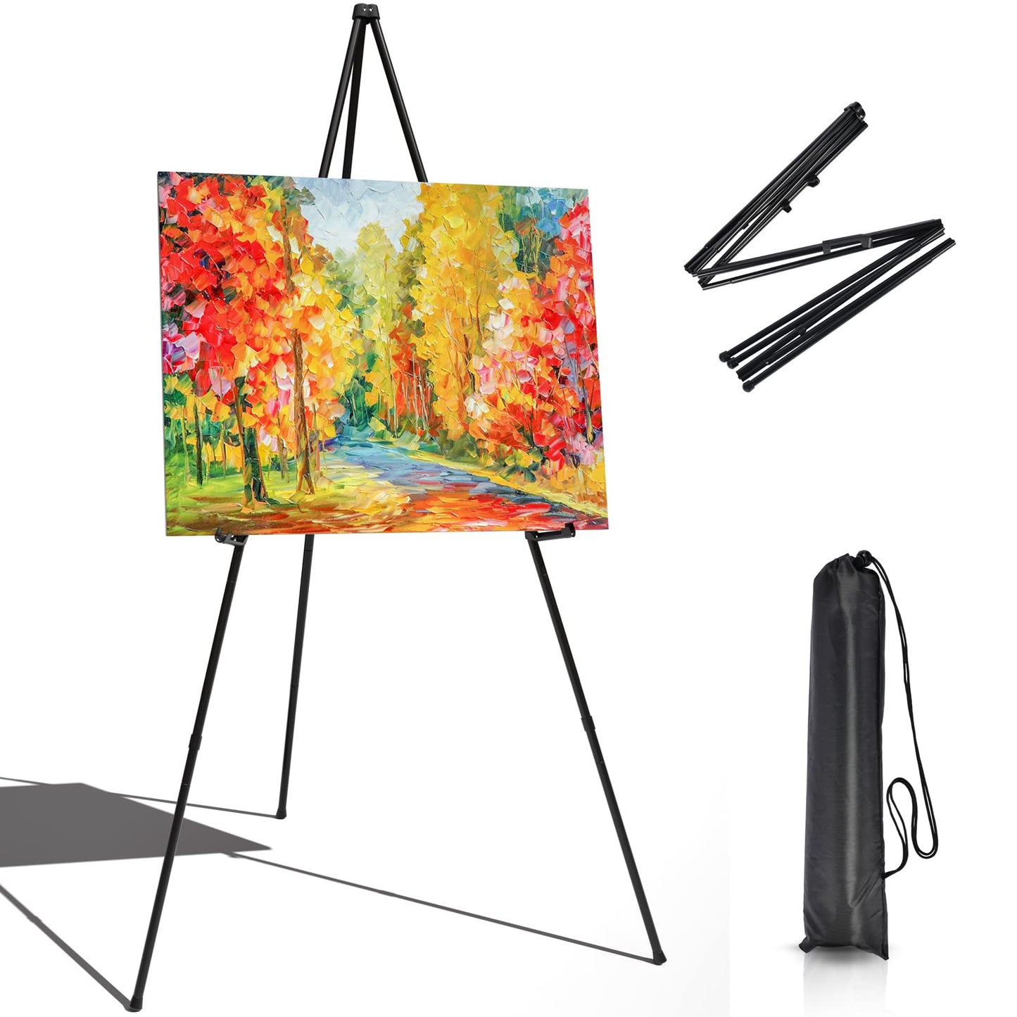 Portable Artist Easel Stand for Painting - Adjustable Height Painting Easel with Bag - Tabletop Art Easel for Painting Canvas Stand, Poster Stand & Wedding Signs Stand - Metal Tripod- 66 inches 2 Pack