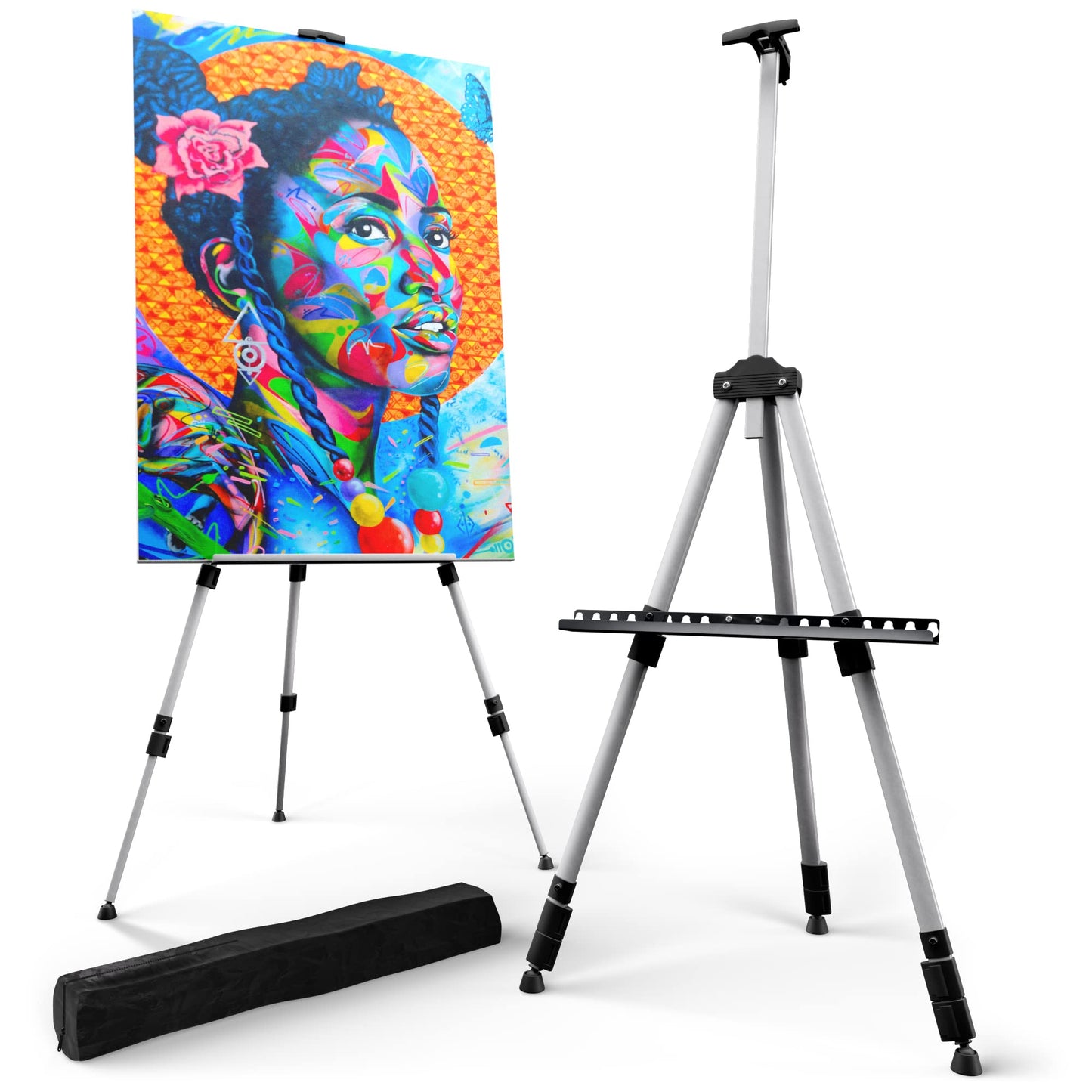 Portable Artist Easel Stand for Painting - Adjustable Height Painting Easel with Bag - Tabletop Art Easel for Painting Canvas Stand, Poster Stand & Wedding Signs Stand - Metal Tripod- 66 inches 2 Pack