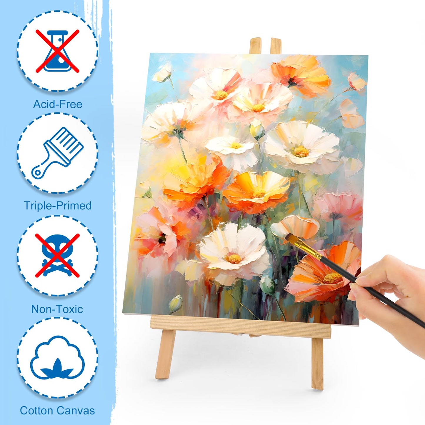 30 Pack Canvases for Painting with 4x4, 5x7, 8x10, 9x12, 11x14, 12x16, Painting Canvas for Oil & Acrylic Paint