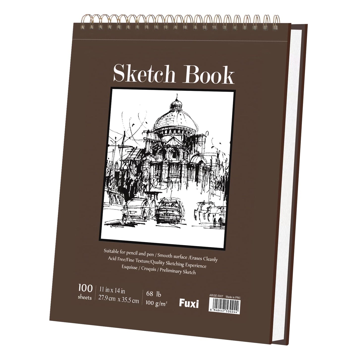 Fuxi 9" x 12" Sketch Book, Top Spiral Bound Sketch Pad, 1 Pack 100-Sheets (68lb/100gsm), Acid Free Art Sketchbook Artistic Drawing Painting Writing Paper for Kids Adults Beginners Artists