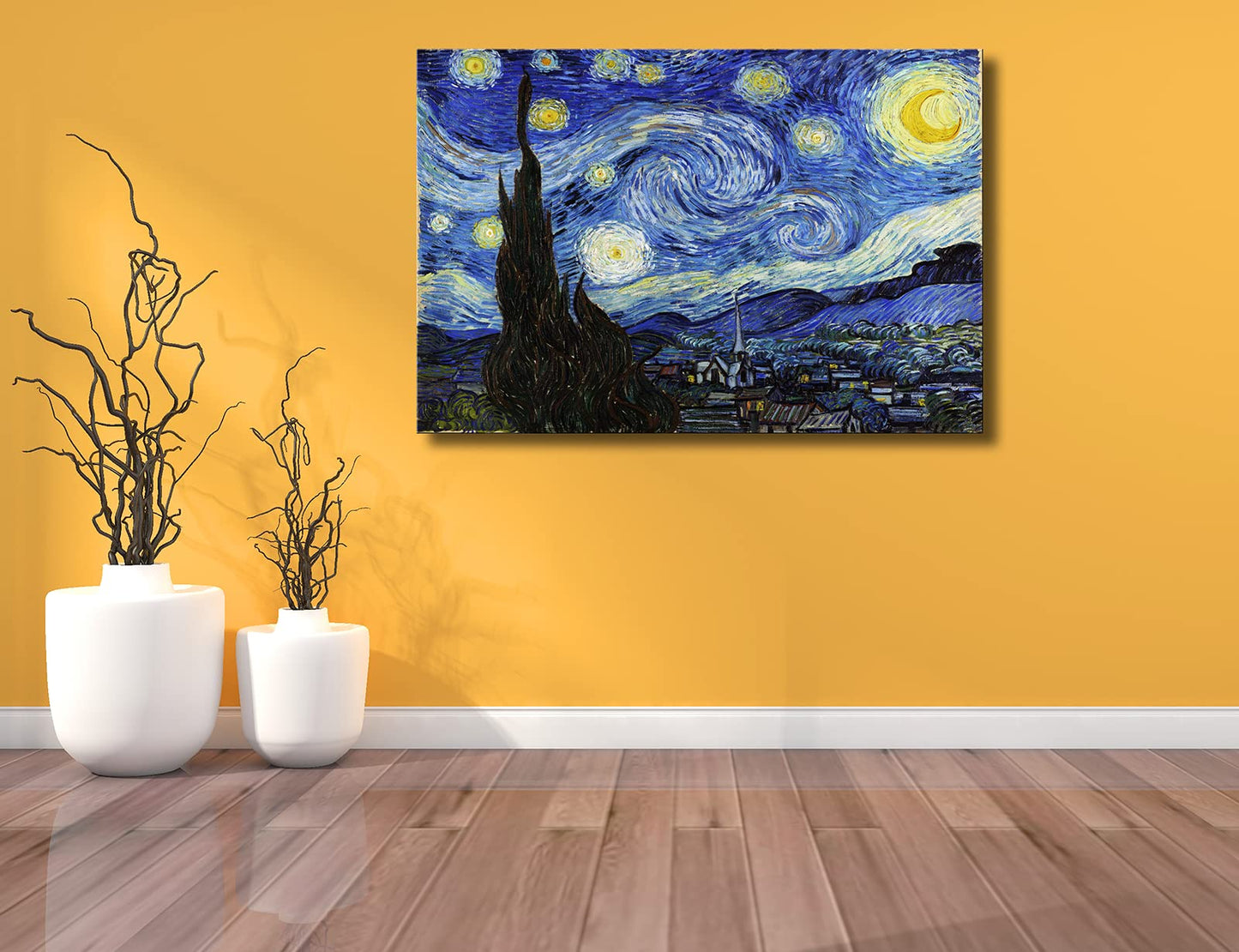 Vincent Van Gogh Canvas Wall Art Paintings, Famous Starry Night Picture Prints for Decor Classic Cafe Terrace At Night Artwork Reproduction Poster for Bedroom Living Room Office Decoration 12"x16"x3 Piece