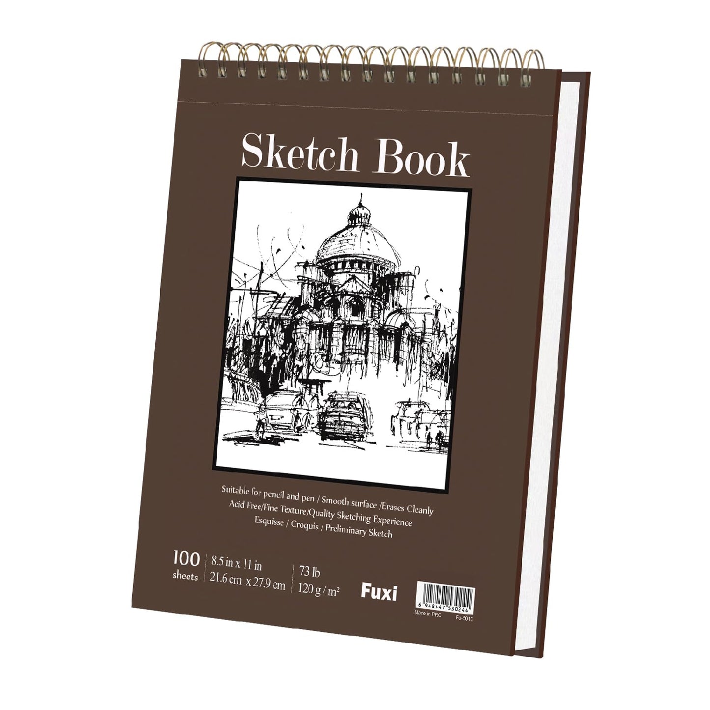 Fuxi 9" x 12" Sketch Book, Top Spiral Bound Sketch Pad, 1 Pack 100-Sheets (68lb/100gsm), Acid Free Art Sketchbook Artistic Drawing Painting Writing Paper for Kids Adults Beginners Artists