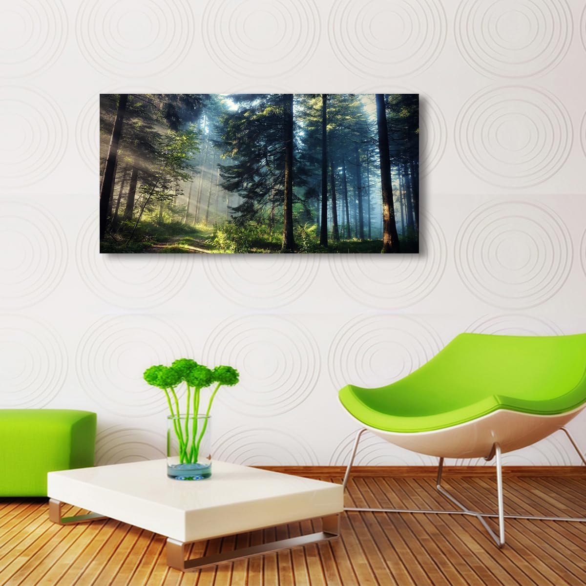 Tree of Life Wall Art Canvas Prints Natural Landscape Pictures Home Decor Green Forest Paintings for Living Room Bathroom Bedroom Kitchen Office Decorations 20x40 Wooden Framed Artwork Easy Hanging