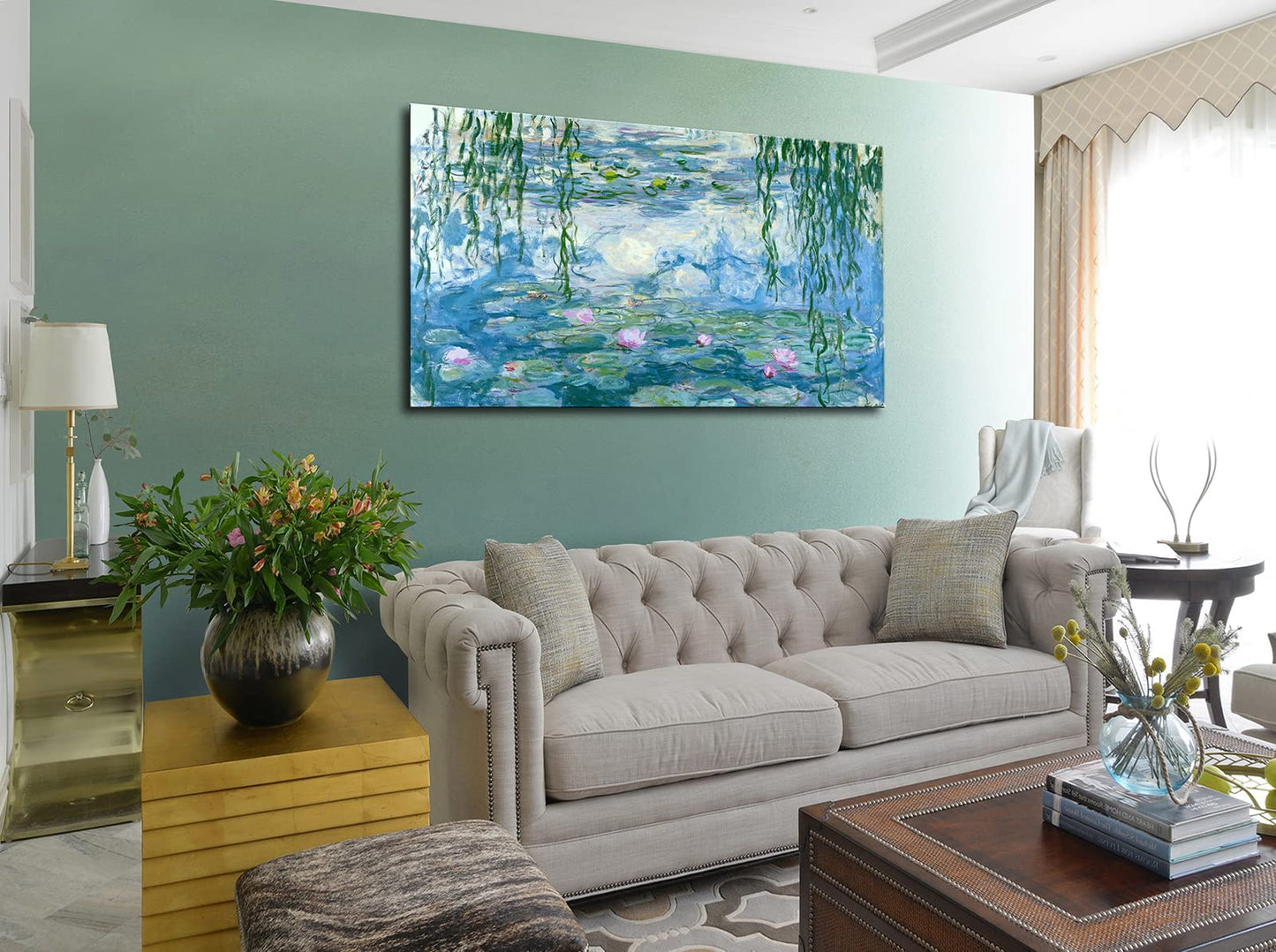 dgbtcart Large Water Lilies by Claude Monet Canvas Wall Art Classic Artwork Painting Print for Living Room Bedroom Office Wall Decor-24 x36