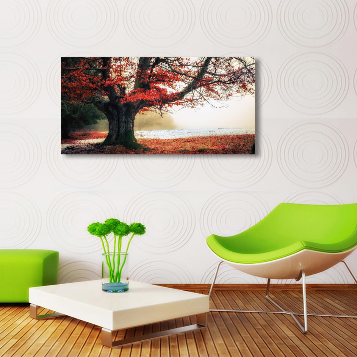 Tree of Life Wall Art Canvas Prints Natural Landscape Pictures Home Decor Colorful Forest Paintings for Living Room Bathroom Bedroom Kitchen Decorations 20x40 Wooden Framed Artwork Easy Hanging