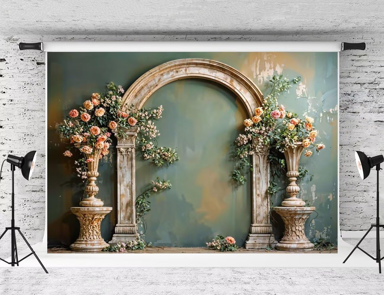 Kate Floral Arch Photography Backdrops Green Wall Background Fine Art Vintage Photo Background Studio Props,10x8ft