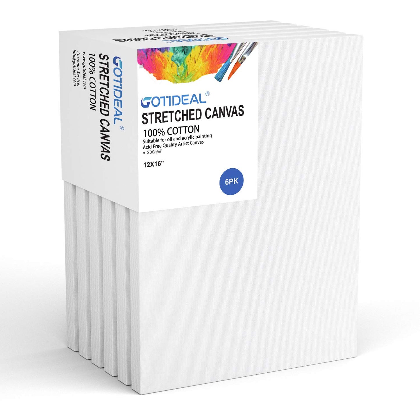 GOTIDEAL Stretched Canvas, Multi Pack 4x4, 5x7, 8x10,9x12, 11x14 Set of 10, Primed White - 100% Cotton Artist Canvas Boards for Painting, Acrylic Pouring, Oil Paint Dry & Wet Art Media