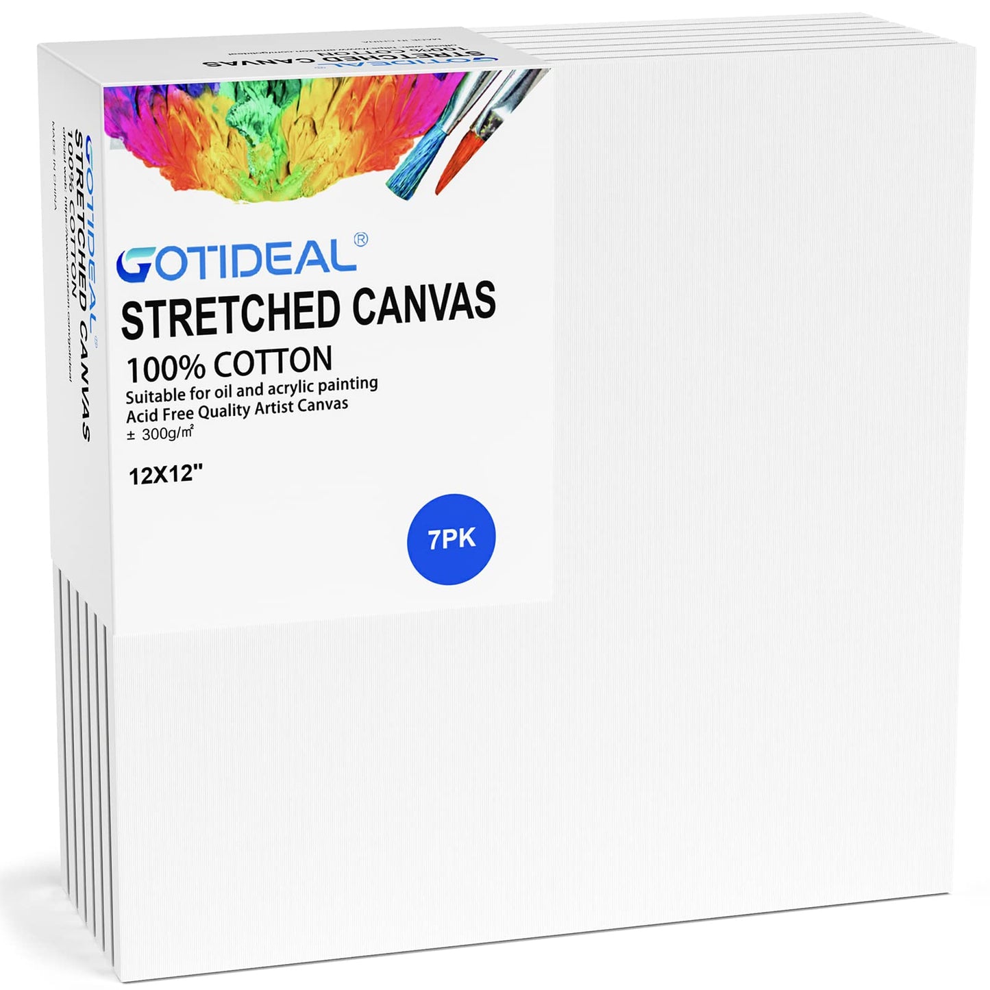 GOTIDEAL Stretched Canvas, Multi Pack 4x4, 5x7, 8x10,9x12, 11x14 Set of 10, Primed White - 100% Cotton Artist Canvas Boards for Painting, Acrylic Pouring, Oil Paint Dry & Wet Art Media