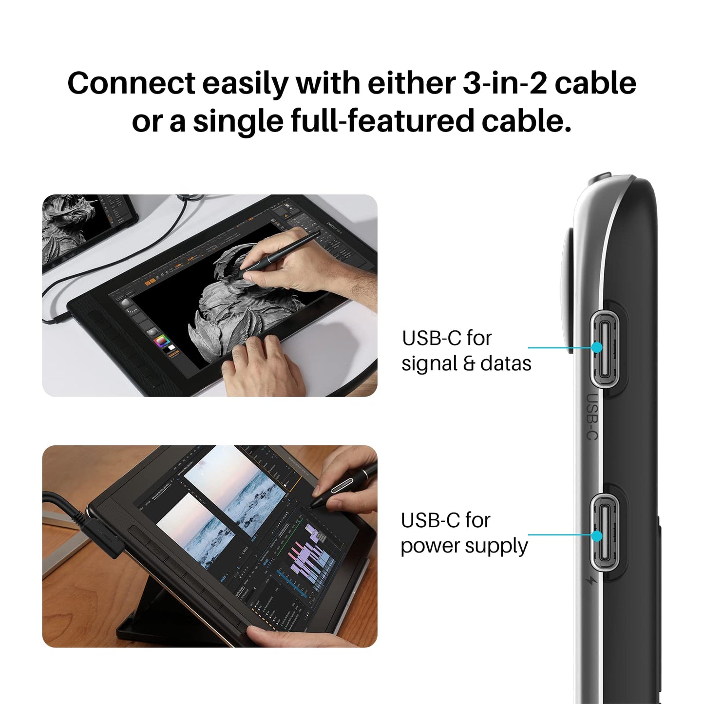 HUION KAMVAS Pro 13 Graphics Drawing Monitor with Stand, Full-Laminated Anti-Glare Screen Battery-Free Stylus 8192 Pen Pressure - 13.3 Inch Pen Tablet Display for Linux, Windows and Mac