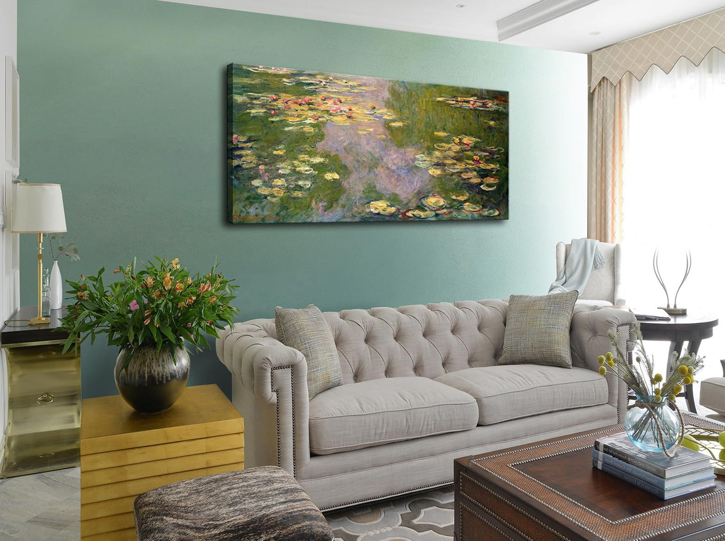 dgbtcart Large Water Lilies by Claude Monet Canvas Wall Art Classic Artwork Painting Print for Living Room Bedroom Office Wall Decor-24 x36