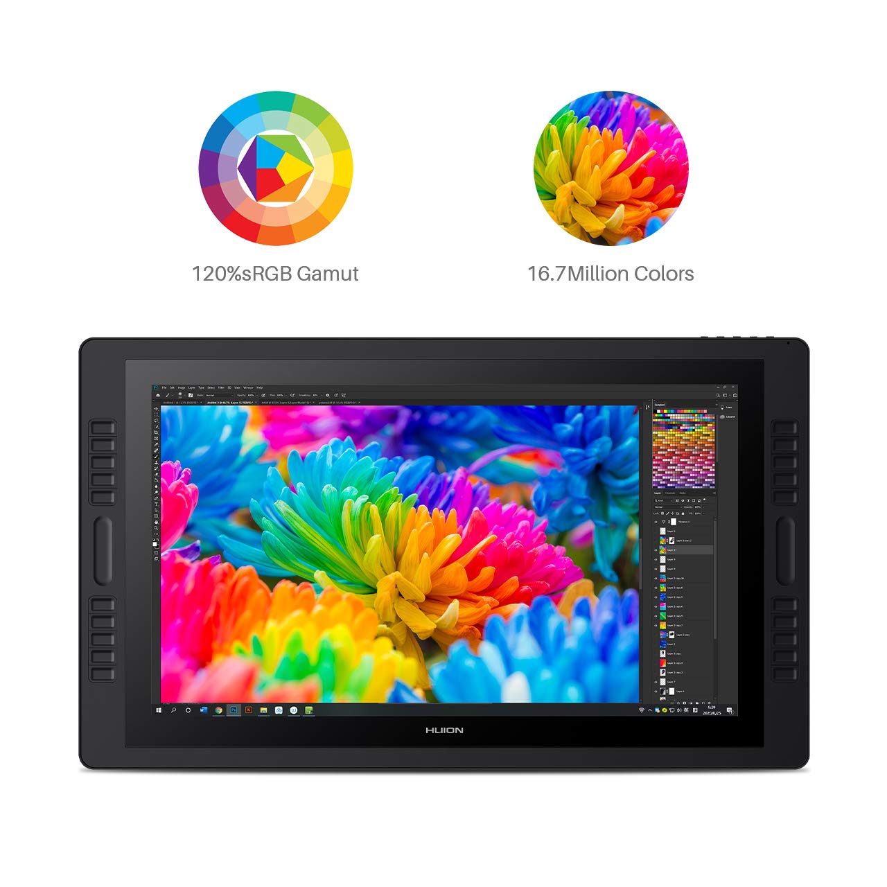 HUION KAMVAS Pro 16 Graphics Drawing Tablet with Screen Full-Laminated Graphics Monitor with Battery-Free Stylus Tilt 8192 Pen Pressure 6 Hot Keys Touch Bar - 15.6inch Graphic Tablet for PC/MAC/Linux