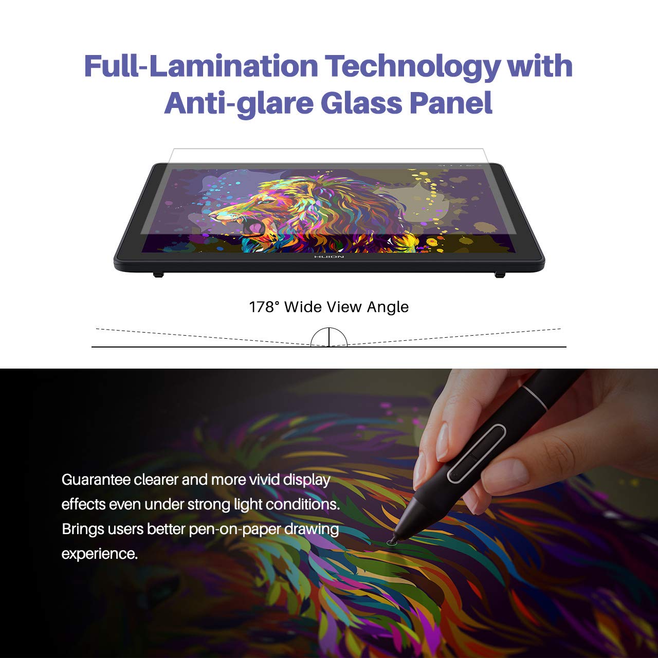 HUION Kamvas 24 Plus 2.5K QHD Graphic Drawing Tablet with Screen, 140%sRGB Full-Laminated QD Drawing Monitor with Battery-Free Stylus 8192 Pen Pressure Tilt for PC, Mac, Android, 23.8inch Pen Display