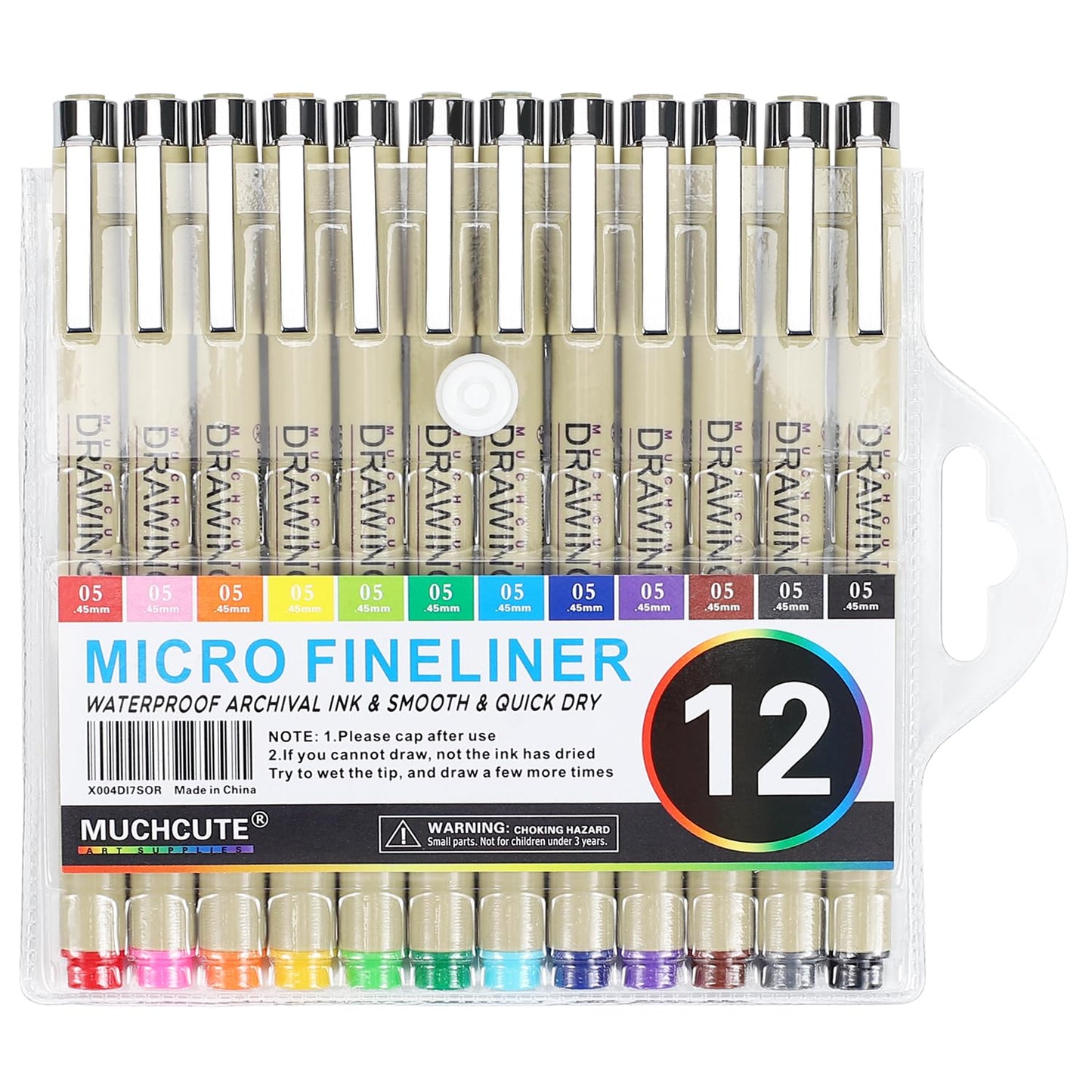 Muchcute Micro Fineliner Drawing Art Pens: 12 Black Fine Line Waterproof Ink Set Artist Supplies Archival Inking Markers Liner Sketch Outline Anime Gifts Manga Sketching Watercolor Zentangle Kit Stuff