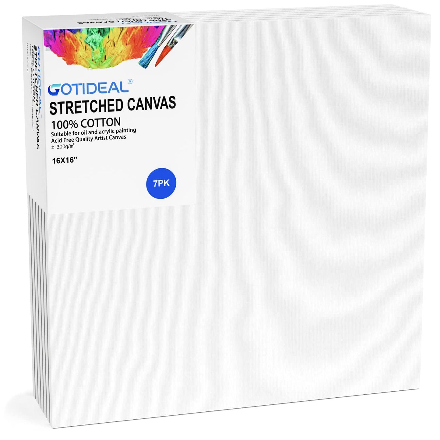 GOTIDEAL Stretched Canvas, Multi Pack 4x4, 5x7, 8x10,9x12, 11x14 Set of 10, Primed White - 100% Cotton Artist Canvas Boards for Painting, Acrylic Pouring, Oil Paint Dry & Wet Art Media