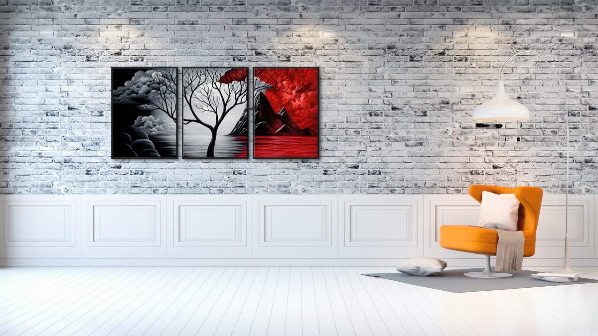 Wieco Art The Cloud Tree 3 Panels Modern Canvas Wall Art Prints Artwork Abstract Seascape Paintings Reproduction Sea Beach Pictures on Canvas for Home Decorations Wall Decor