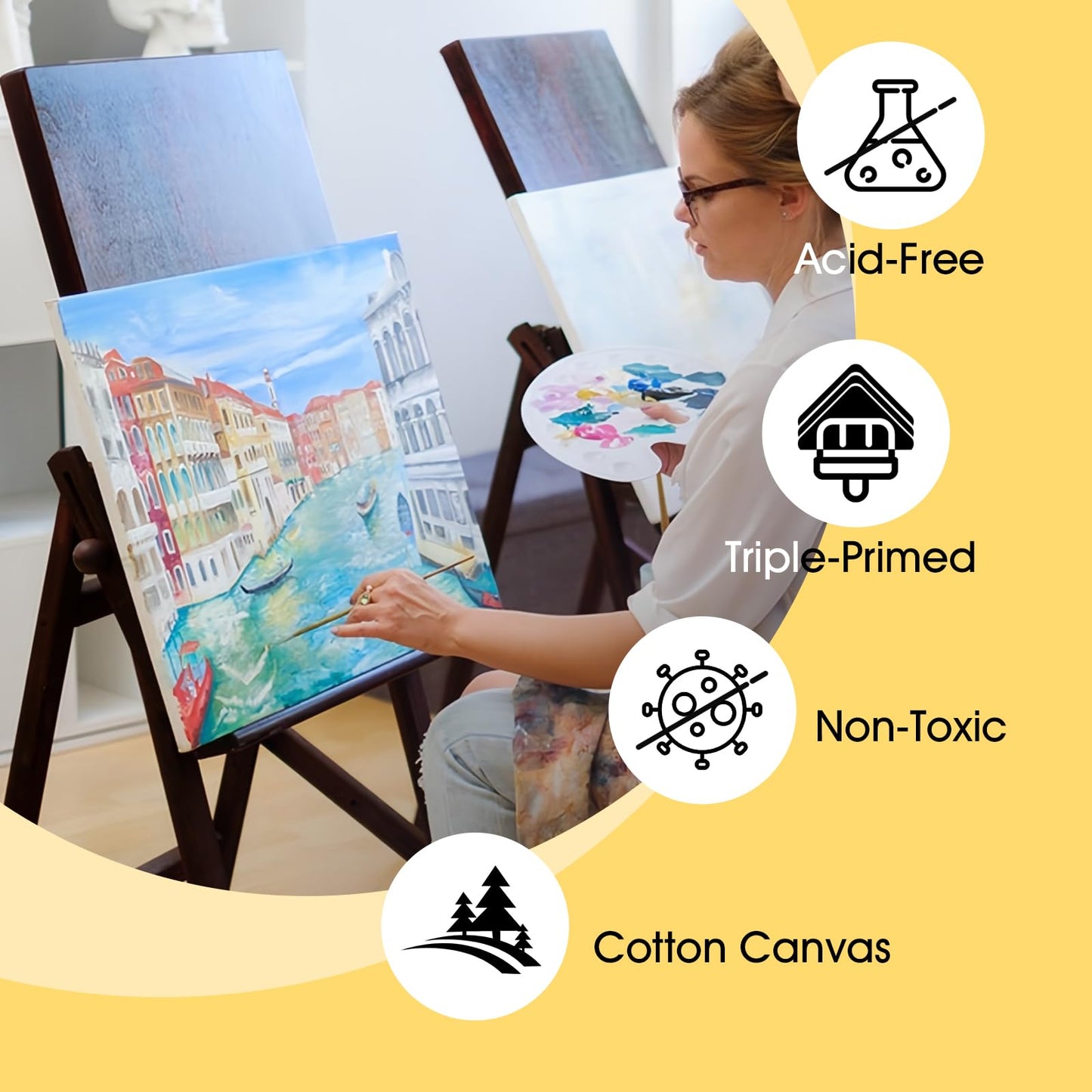 30 Pack Canvases for Painting with 4x4, 5x7, 8x10, 9x12, 11x14, 12x16, Painting Canvas for Oil & Acrylic Paint