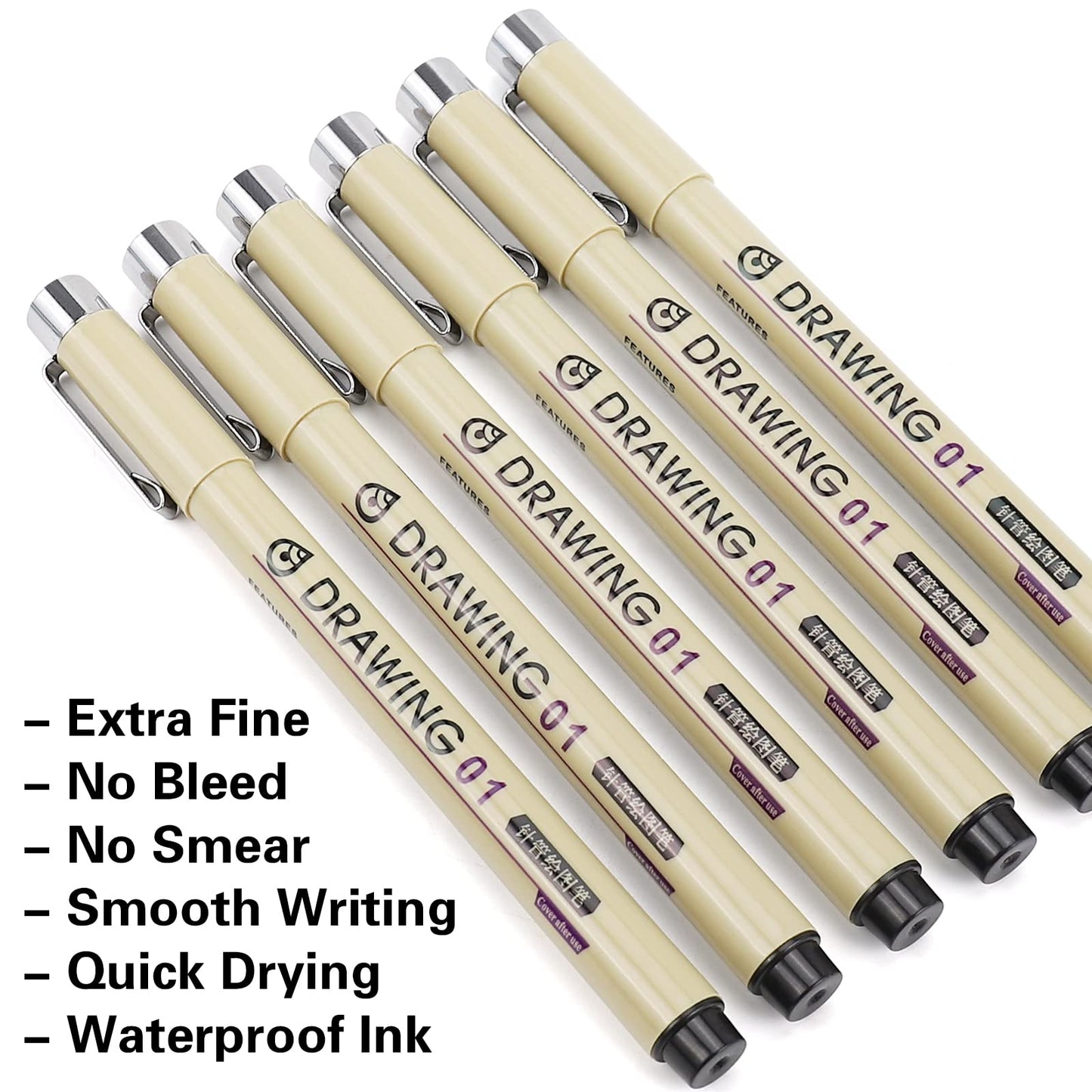 Muchcute Micro Fineliner Drawing Art Pens: 12 Black Fine Line Waterproof Ink Set Artist Supplies Archival Inking Markers Liner Sketch Outline Anime Gifts Manga Sketching Watercolor Zentangle Kit Stuff