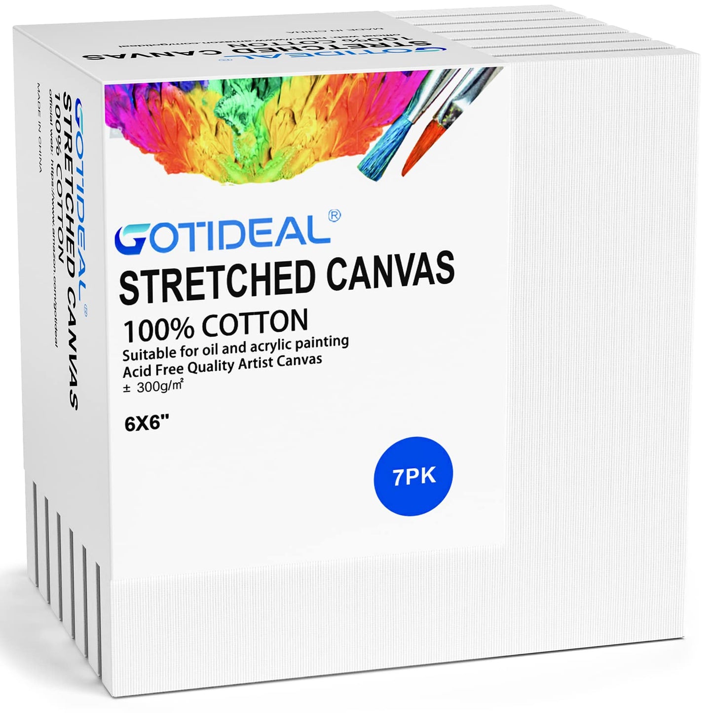 GOTIDEAL Stretched Canvas, Multi Pack 4x4, 5x7, 8x10,9x12, 11x14 Set of 10, Primed White - 100% Cotton Artist Canvas Boards for Painting, Acrylic Pouring, Oil Paint Dry & Wet Art Media