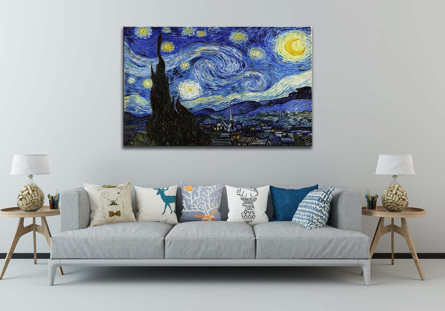 Vincent Van Gogh Canvas Wall Art Paintings, Famous Starry Night Picture Prints for Decor Classic Cafe Terrace At Night Artwork Reproduction Poster for Bedroom Living Room Office Decoration 12"x16"x3 Piece