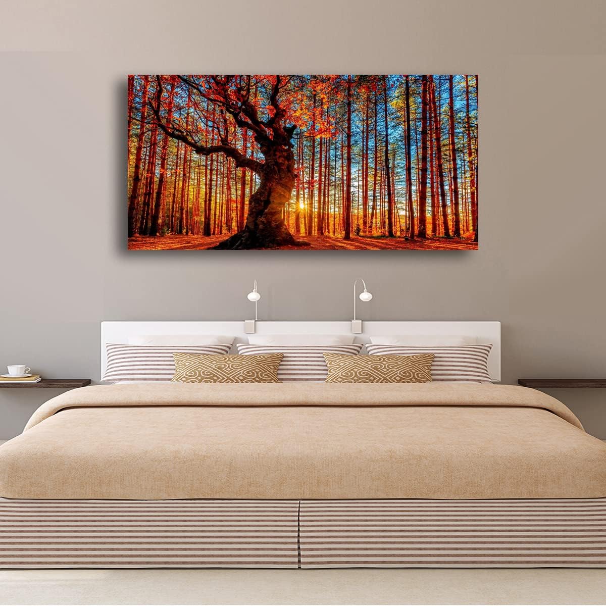 Tree of Life Wall Art Canvas Prints Natural Landscape Pictures Home Decor Colorful Forest Paintings for Living Room Bathroom Bedroom Kitchen Decorations 20x40 Wooden Framed Artwork Easy Hanging