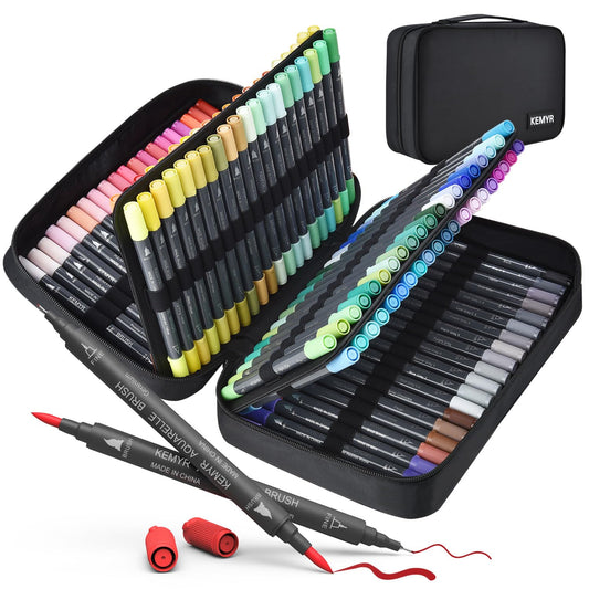 Markers for Adult Coloring Books: 120 Colors Markers Set Dual Tips Fine & Brush Pens Water-Based Art Markers for Kids Adults Drawing Sketching Bullet Journal Writing Lettering No bleeding