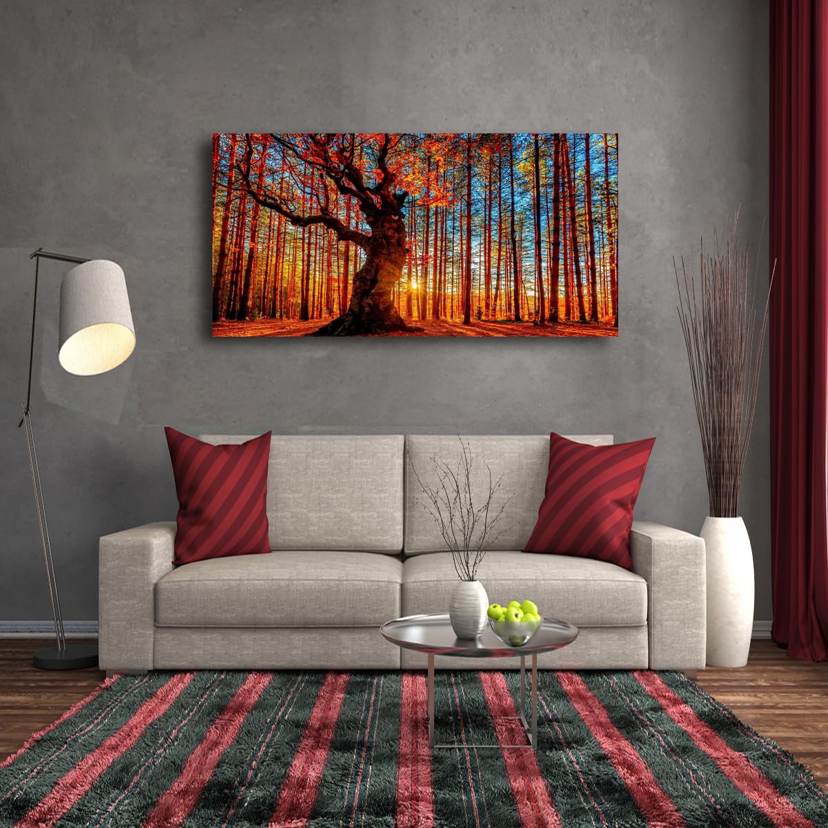 Tree of Life Wall Art Canvas Prints Natural Landscape Pictures Home Decor Colorful Forest Paintings for Living Room Bathroom Bedroom Kitchen Decorations 20x40 Wooden Framed Artwork Easy Hanging