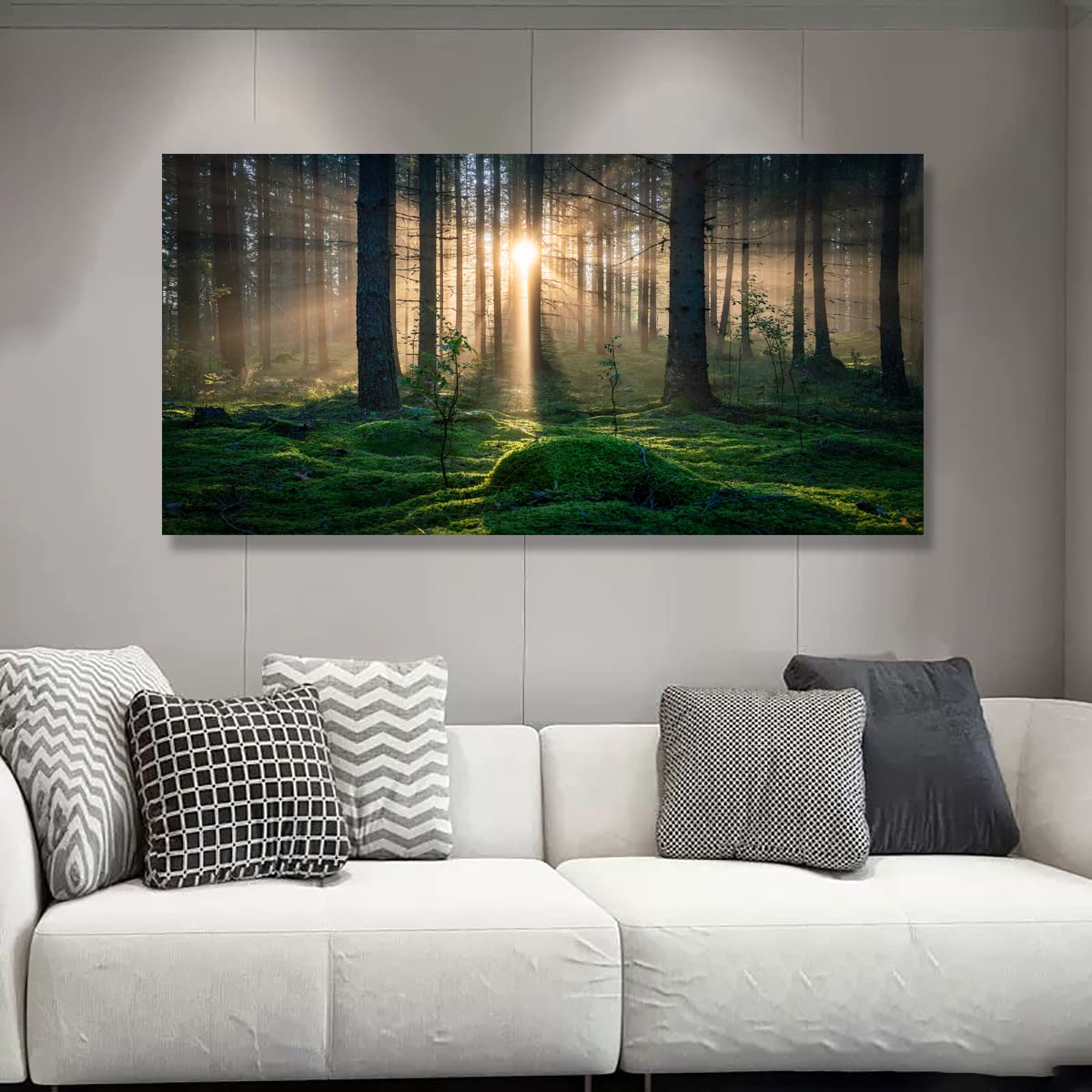 Tree of Life Wall Art Canvas Prints Natural Landscape Pictures Home Decor Green Forest Paintings for Living Room Bathroom Bedroom Kitchen Office Decorations 20x40 Wooden Framed Artwork Easy Hanging