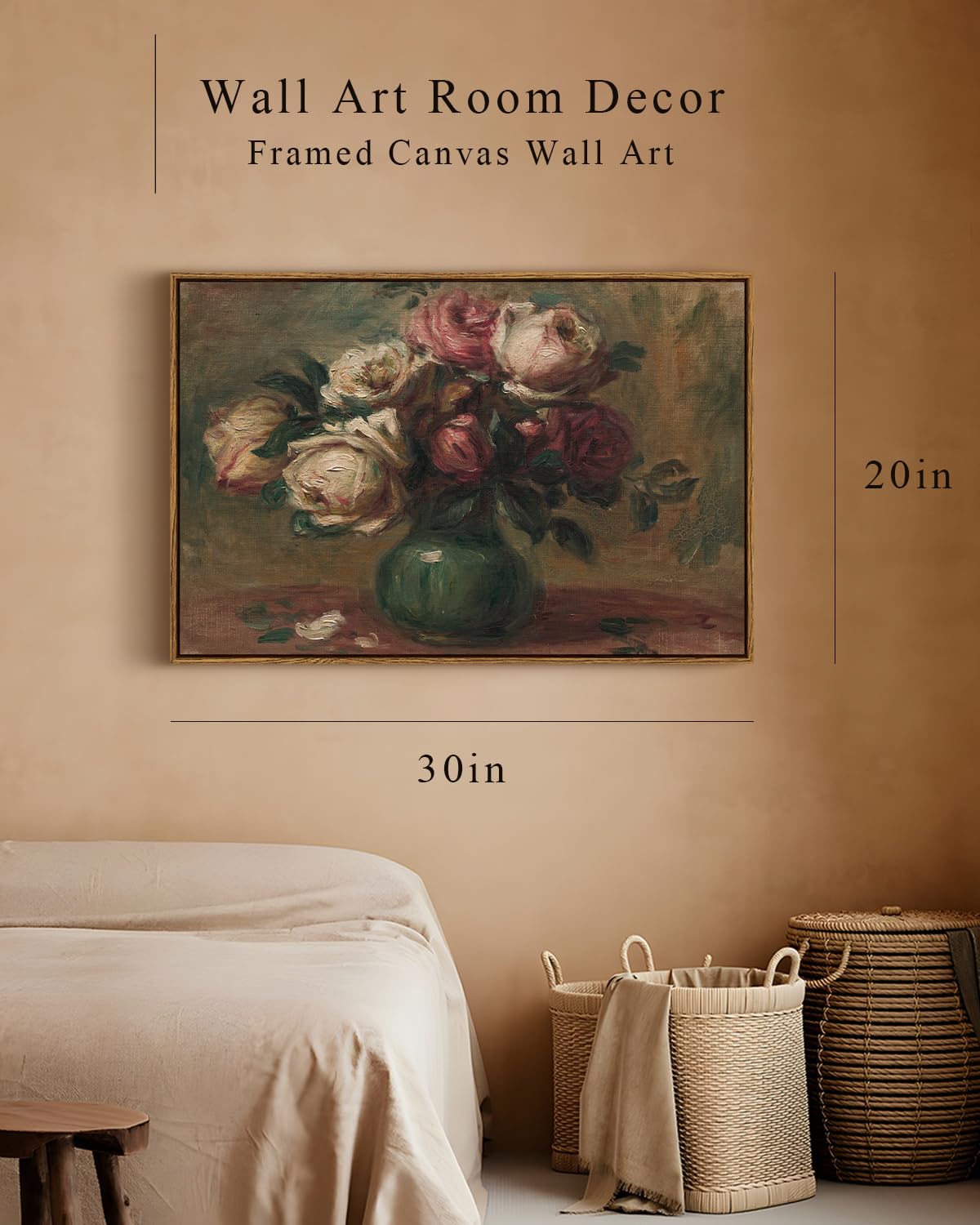 InSimSea Framed Wall Art for Living Room Decoration Canvas Wall Art Room Decor White Hydrangea Oil Painting Canvas Prints Bedroom Bathroom Wall Art Kitchen Office Wall Decor 8x10in