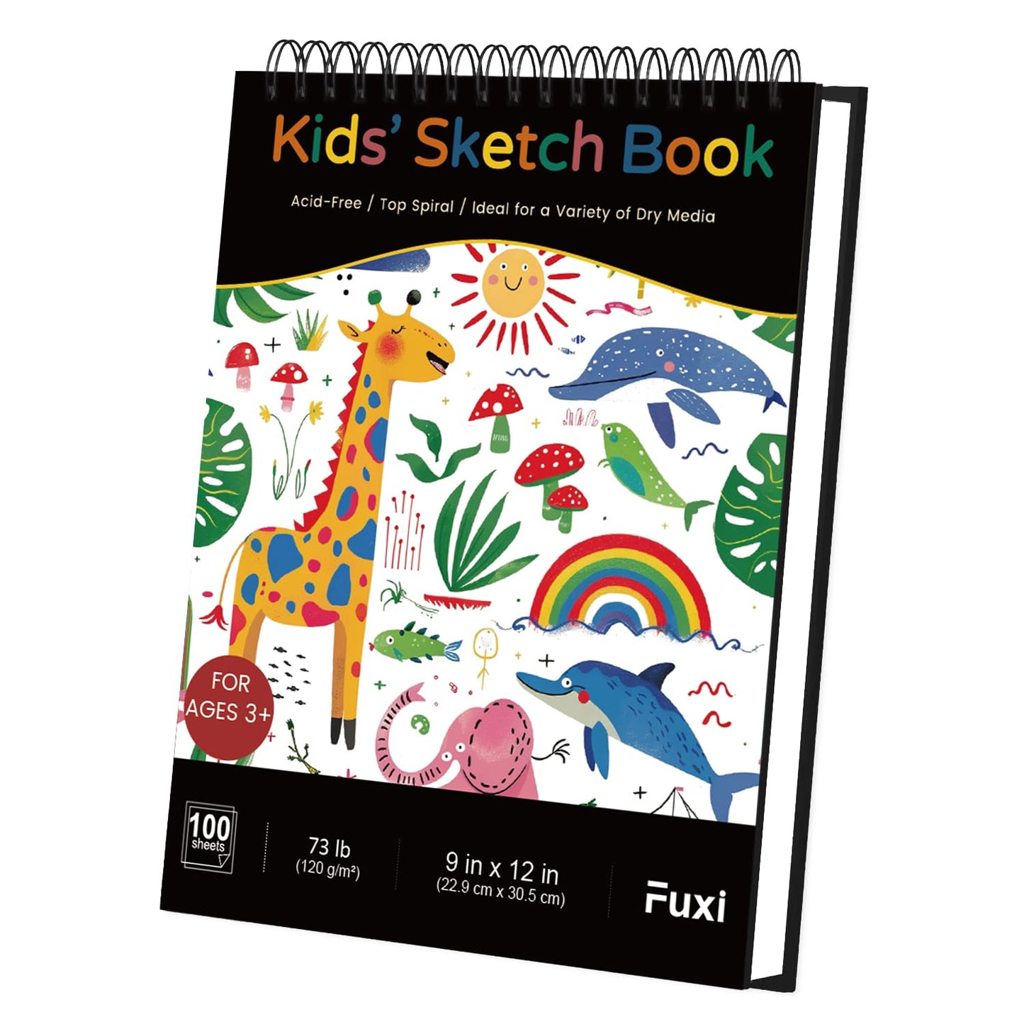 Fuxi 9" x 12" Sketch Book, Top Spiral Bound Sketch Pad, 1 Pack 100-Sheets (68lb/100gsm), Acid Free Art Sketchbook Artistic Drawing Painting Writing Paper for Kids Adults Beginners Artists