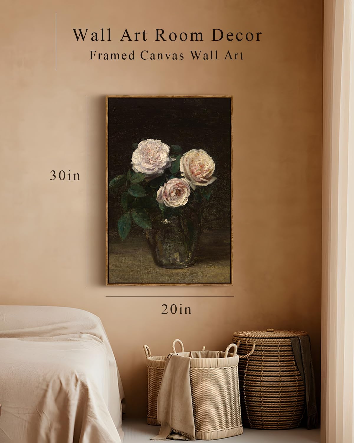 InSimSea Framed Wall Art for Living Room Decoration Canvas Wall Art Room Decor White Hydrangea Oil Painting Canvas Prints Bedroom Bathroom Wall Art Kitchen Office Wall Decor 8x10in